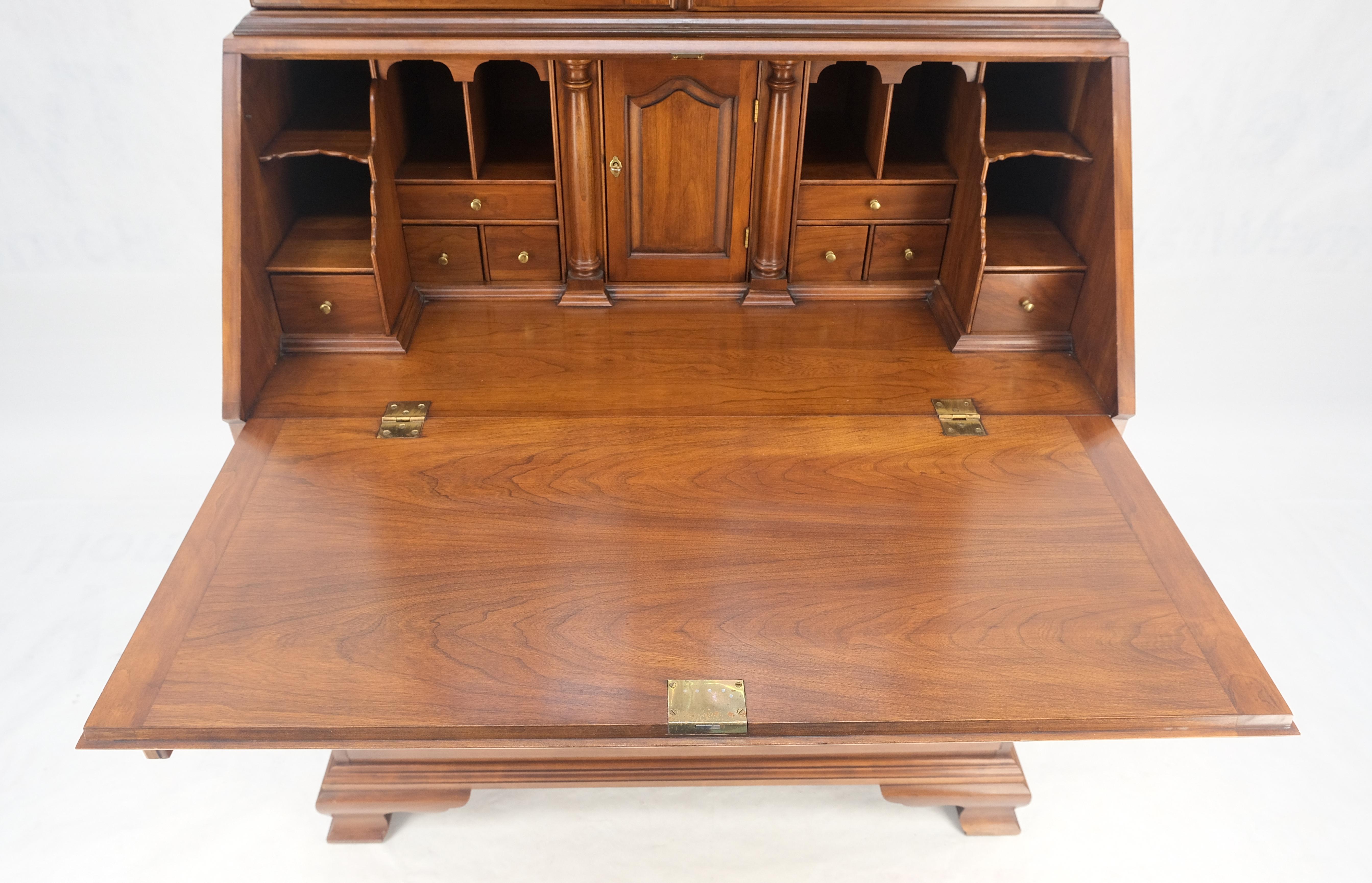 Henkel-Harris 2 Part Solid Wild Black Cherry Secretary Drop Front Desk Bookcase For Sale 3