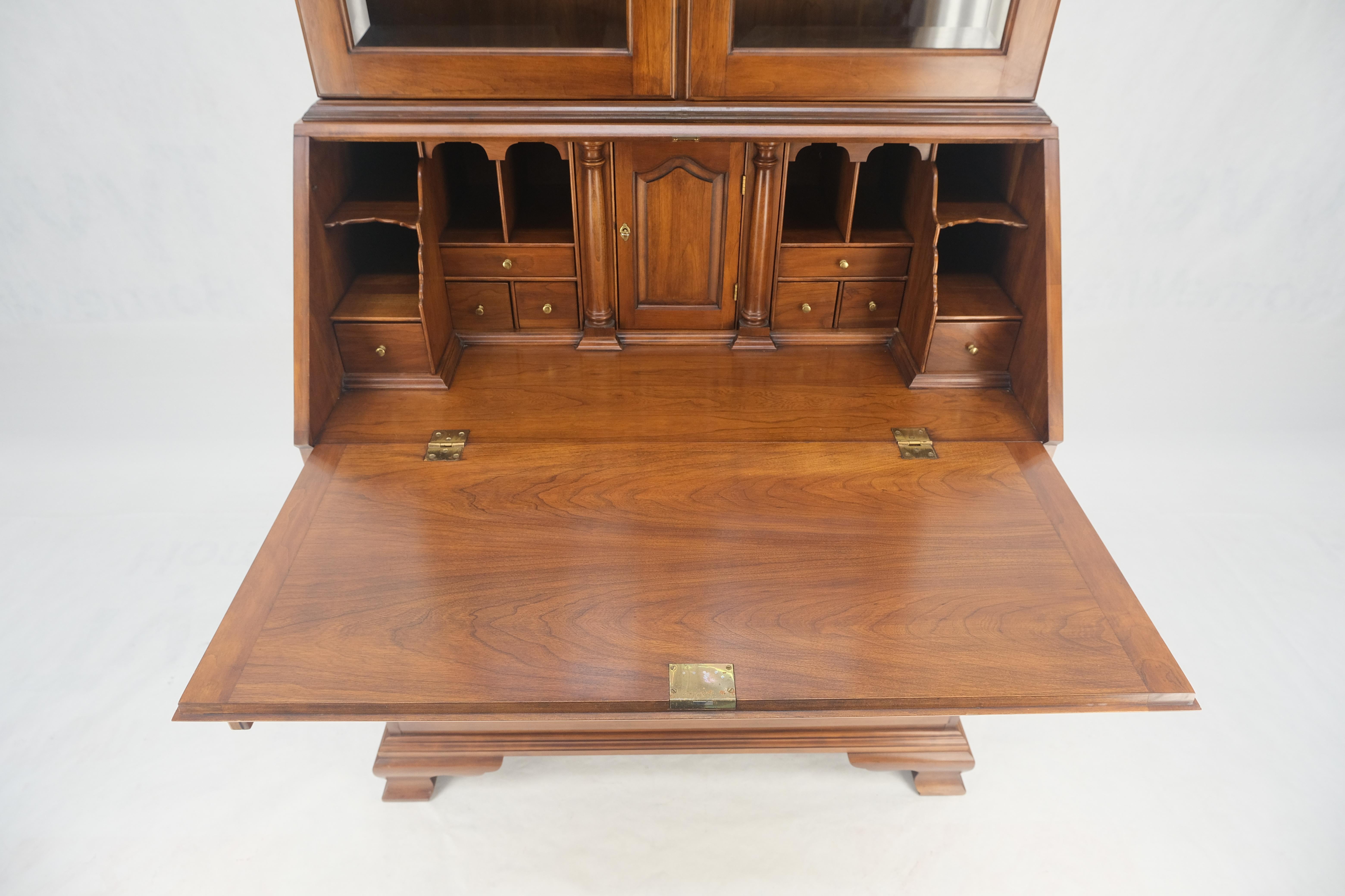 Henkel-Harris 2 Part Solid Wild Black Cherry Secretary Drop Front Desk Bookcase For Sale 1