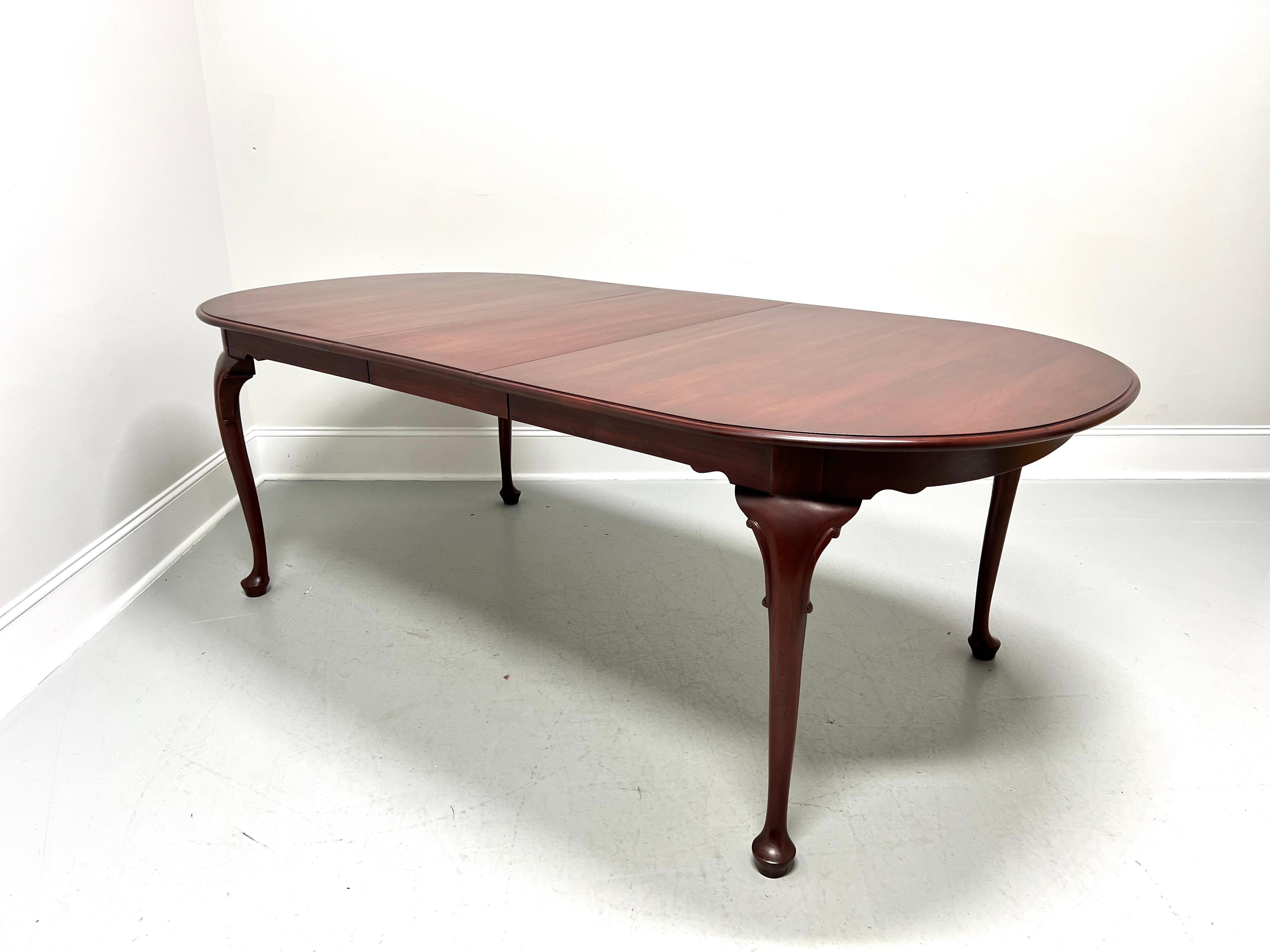 20th Century HENKEL HARRIS 2205 24 Solid Wild Black Cherry Queen Anne Oval Dining Table