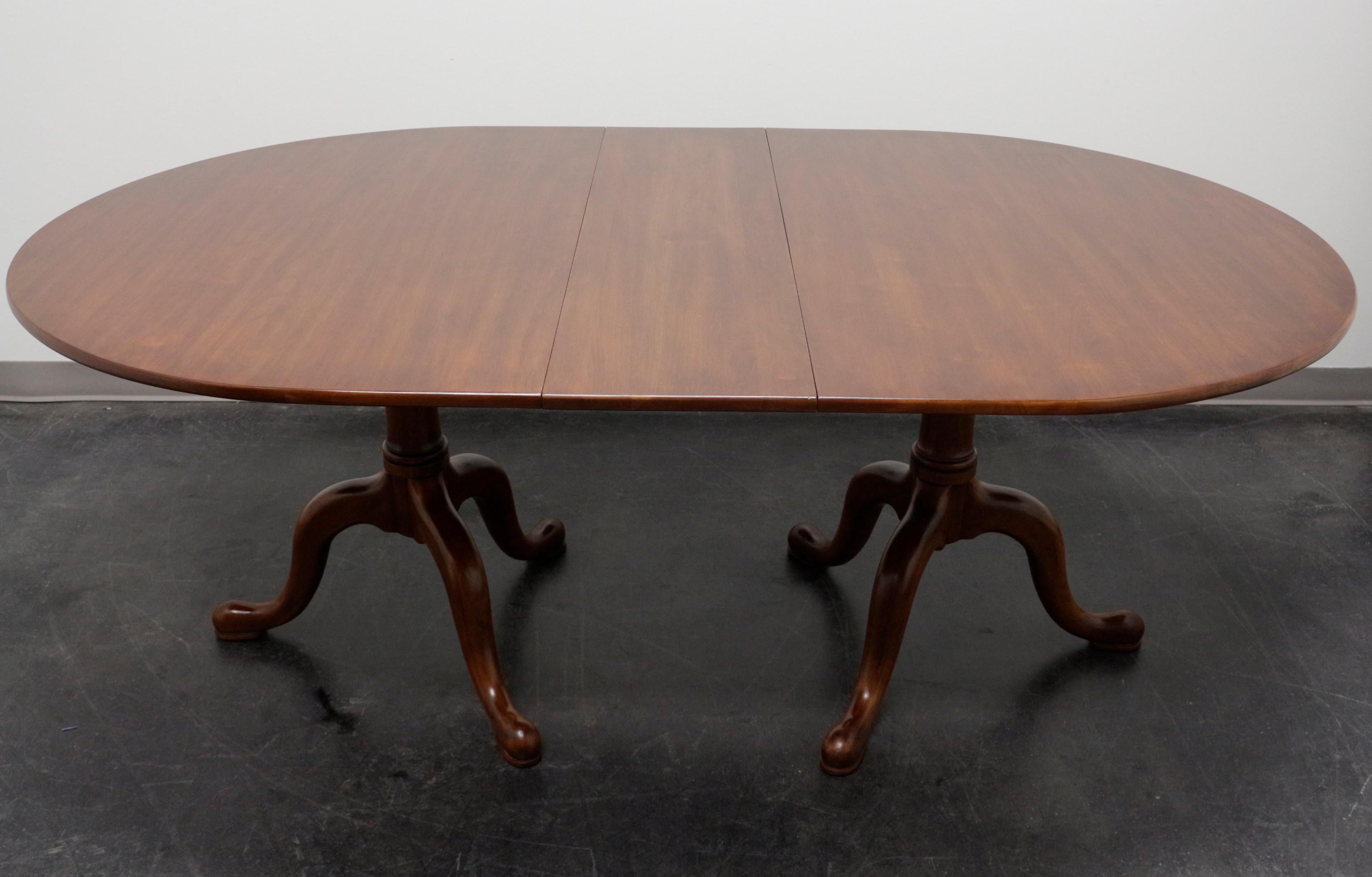 HENKEL HARRIS 2209 24 Solid Wild Black Cherry Double Pedestal Oval Dining Table In Good Condition In Charlotte, NC