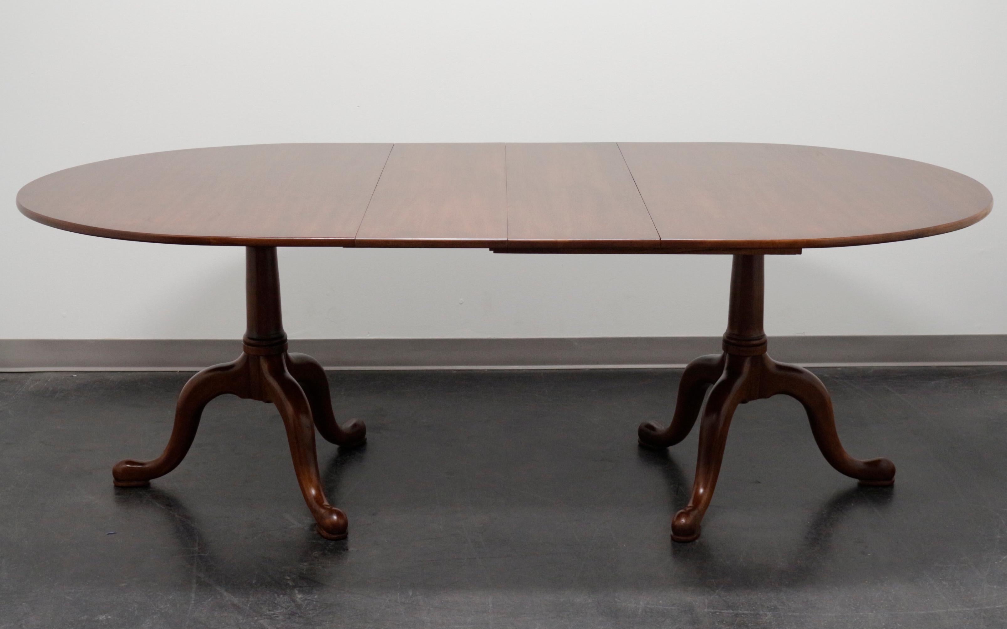 20th Century HENKEL HARRIS 2209 24 Solid Wild Black Cherry Double Pedestal Oval Dining Table