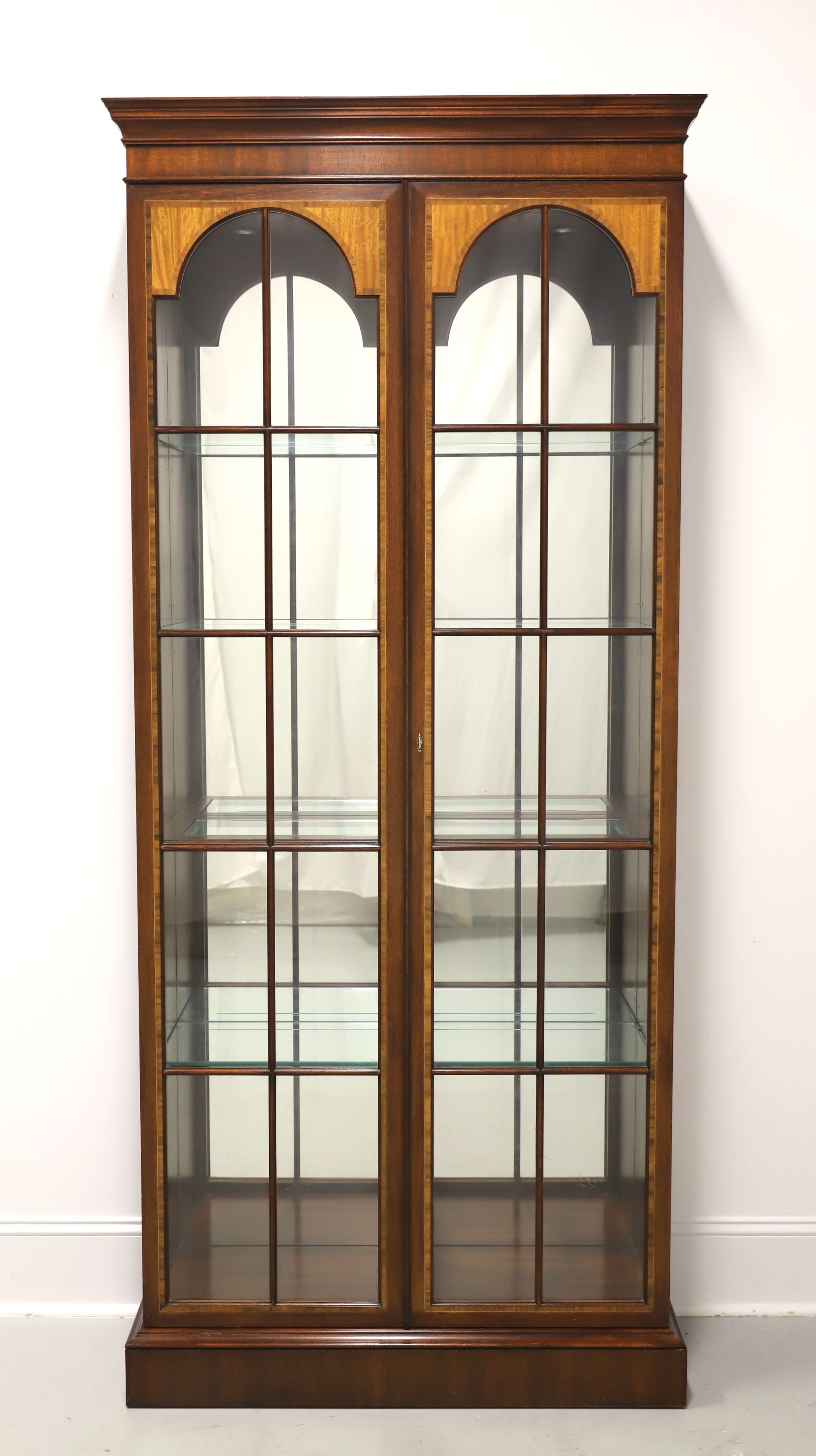 HENKEL HARRIS 2339 29 Inlaid Mahogany Tall Curio Display Cabinet For Sale 6