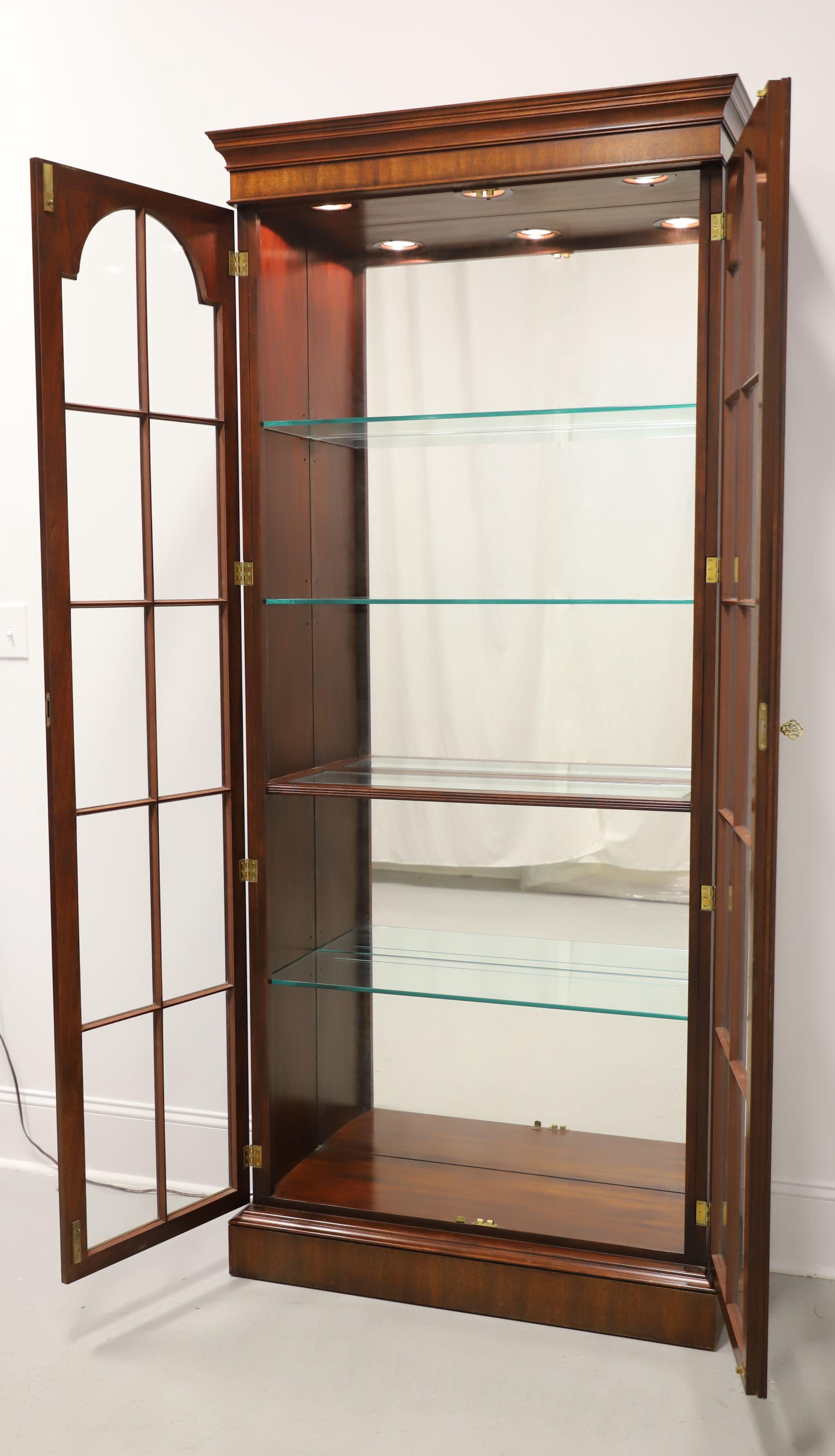 HENKEL HARRIS 2339 29 Inlaid Mahogany Tall Curio Display Cabinet In Good Condition For Sale In Charlotte, NC