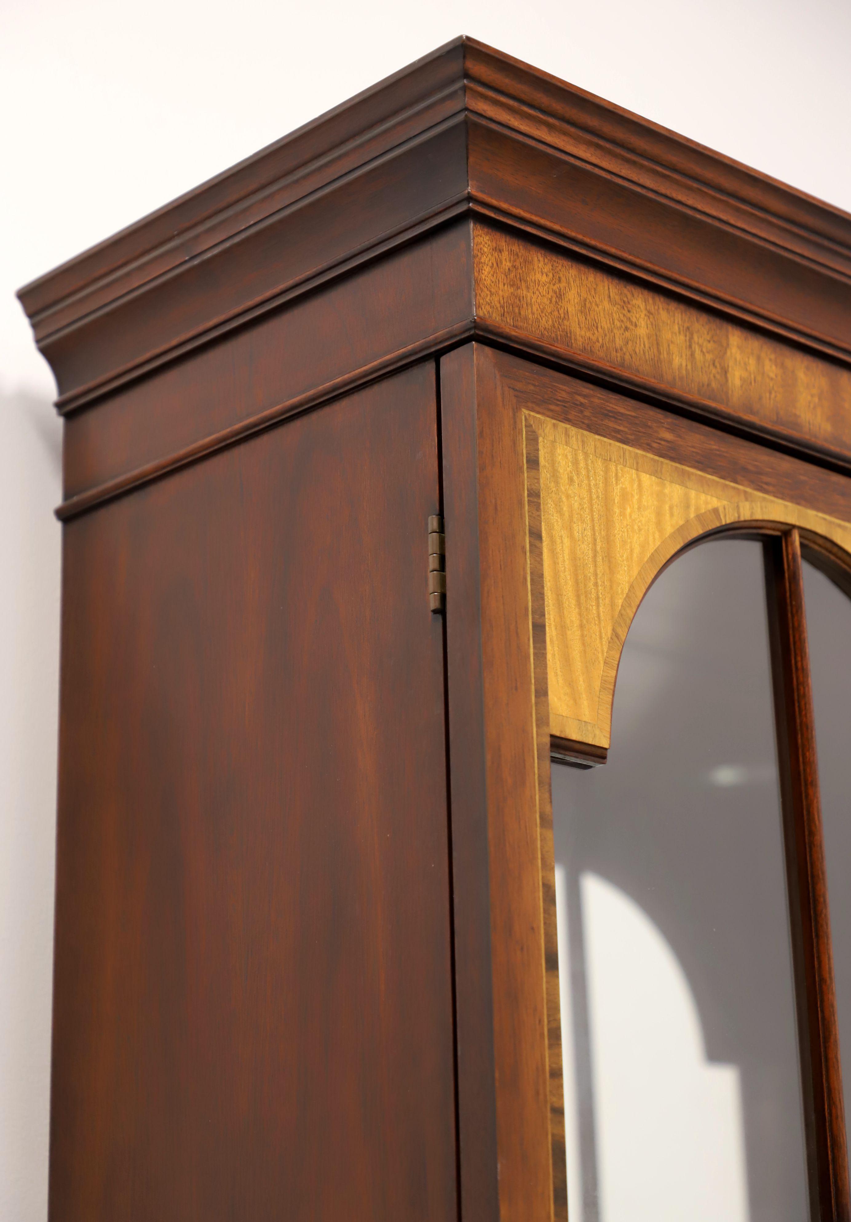 20th Century HENKEL HARRIS 2339 29 Inlaid Mahogany Tall Curio Display Cabinet For Sale