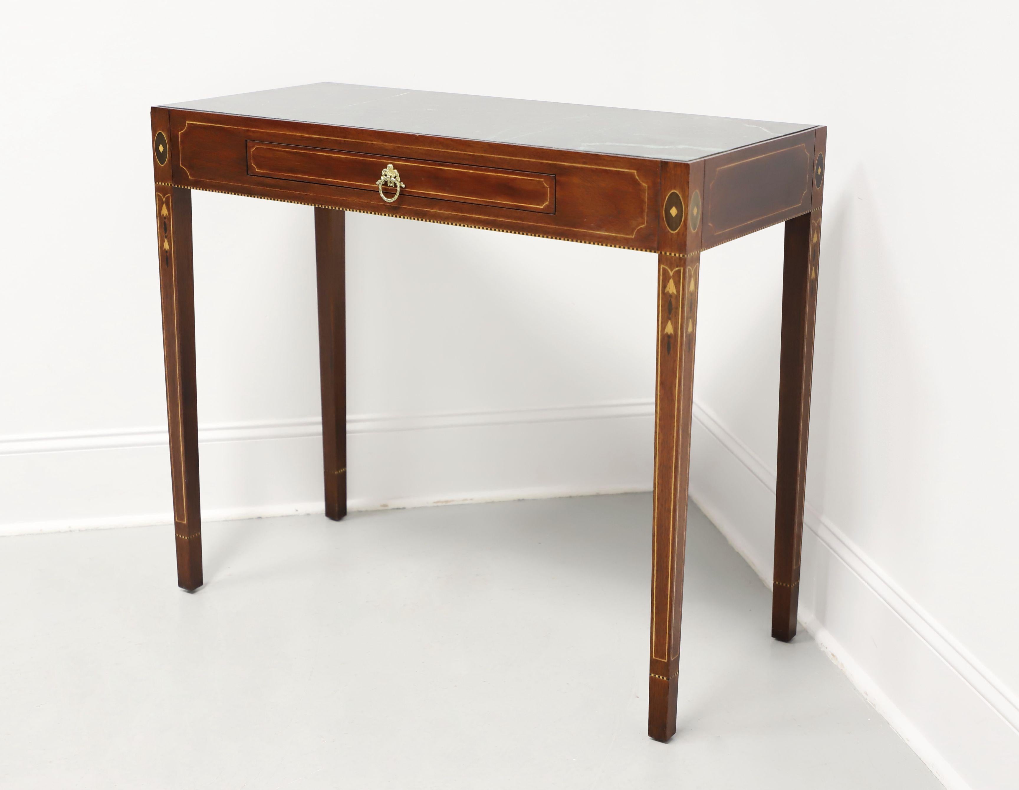 American HENKEL HARRIS 2604 29 Historic Salem Inlaid Mahogany Federal Marble Top Console For Sale