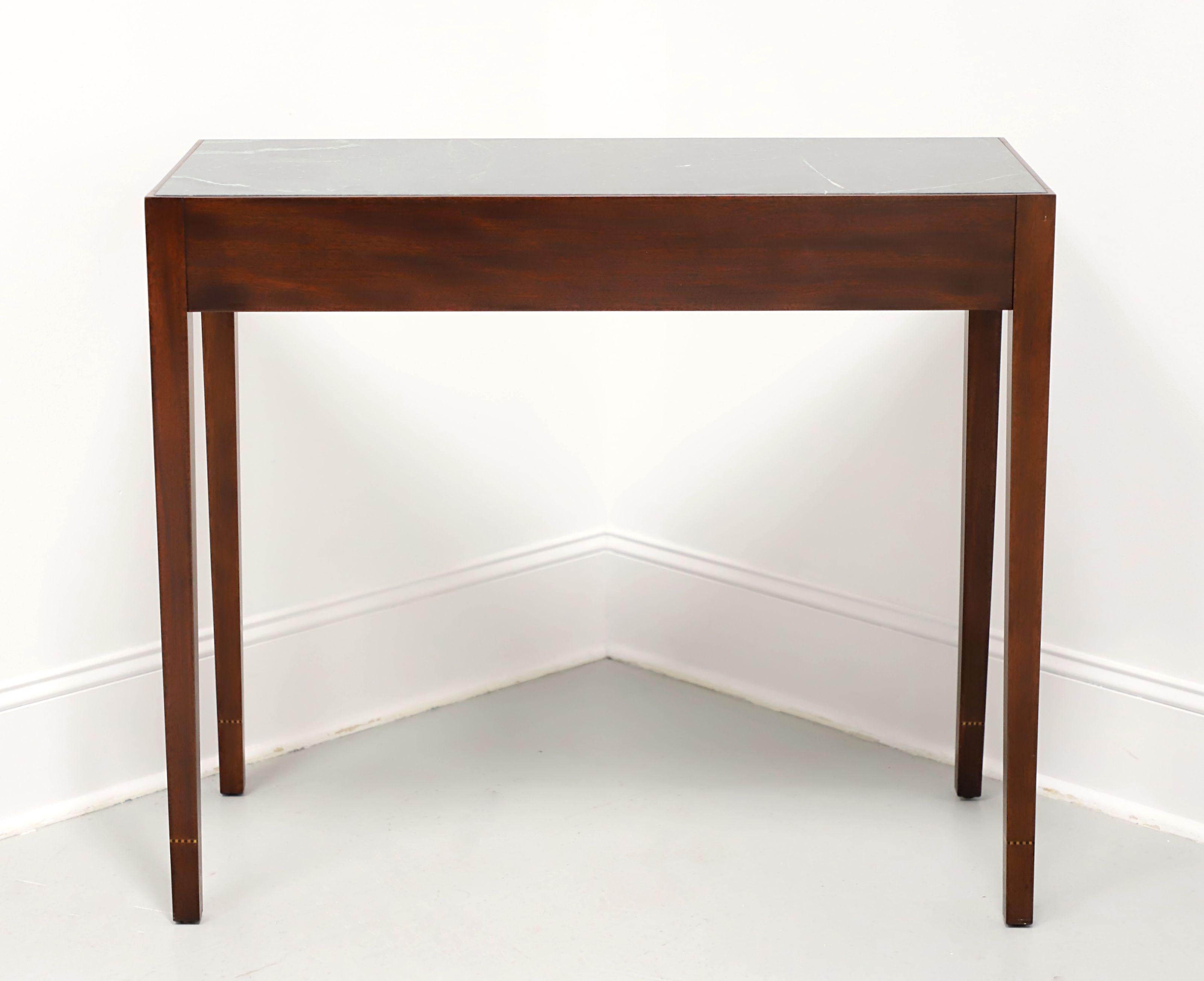 HENKEL HARRIS 2604 29 Historic Salem Inlaid Mahogany Federal Marble Top Console In Good Condition For Sale In Charlotte, NC