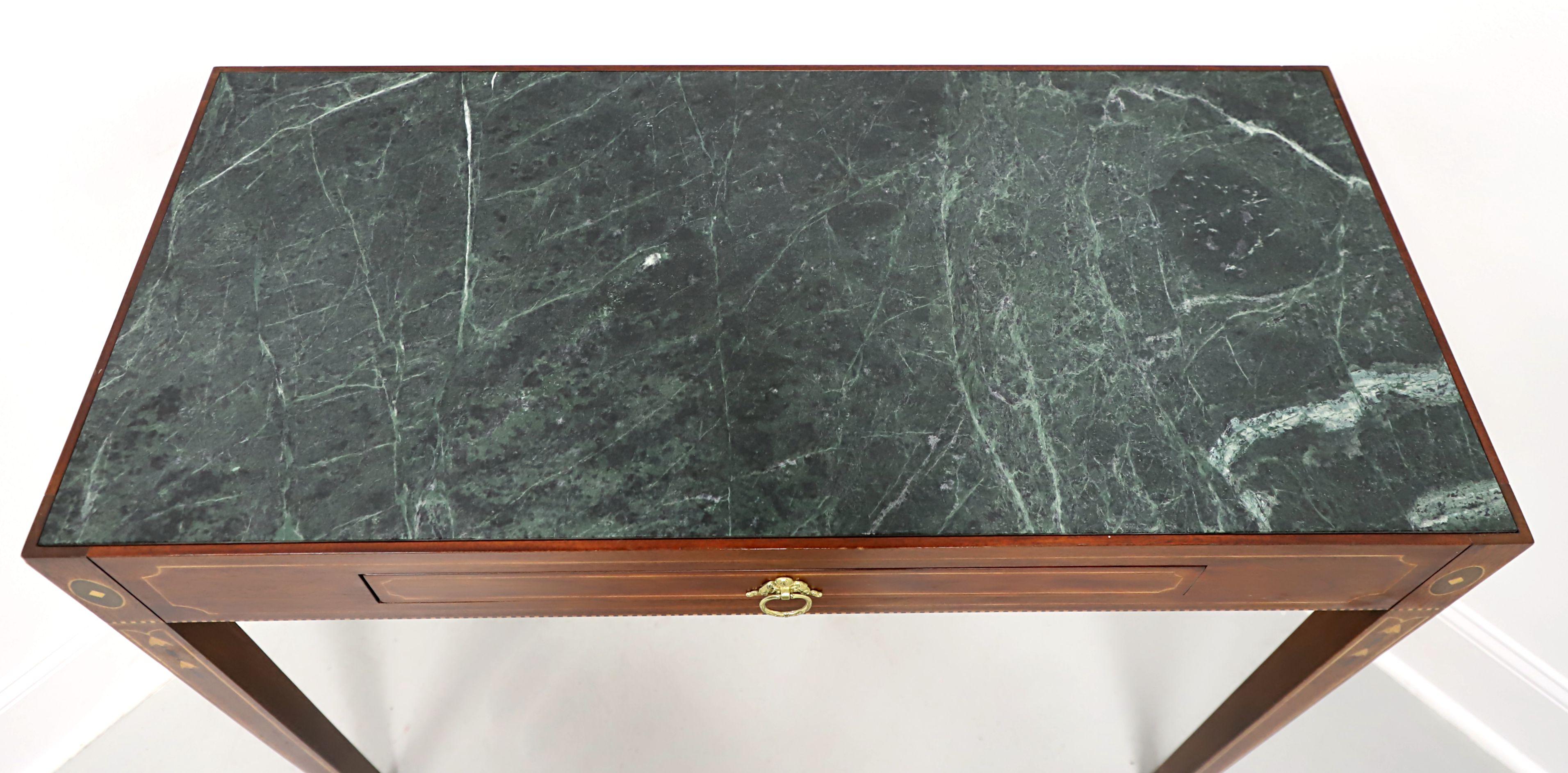 Brass HENKEL HARRIS 2604 29 Historic Salem Inlaid Mahogany Federal Marble Top Console For Sale