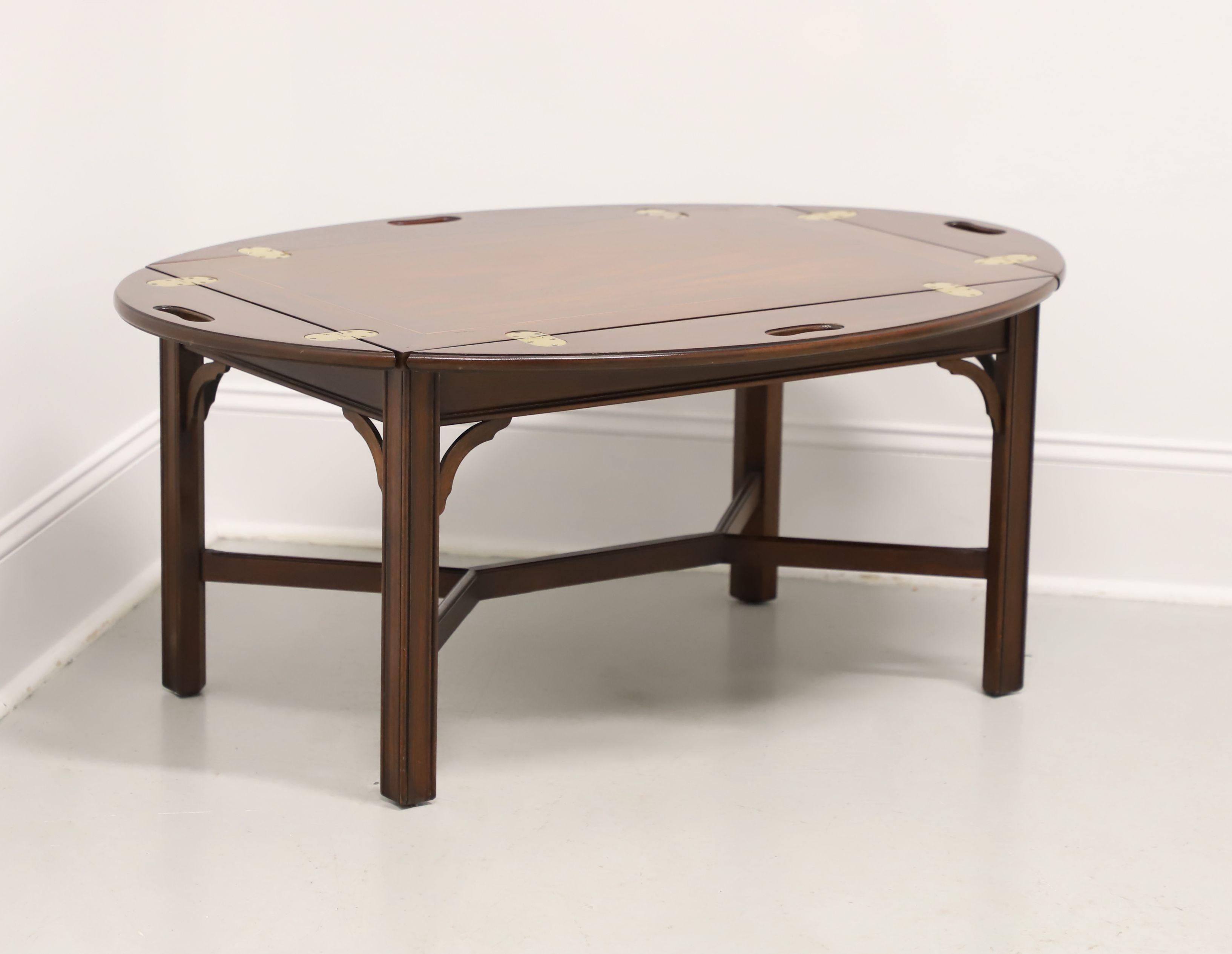 20th Century HENKEL HARRIS 5212 29 Banded Mahogany Chippendale Butler's Tray Coffee Table For Sale