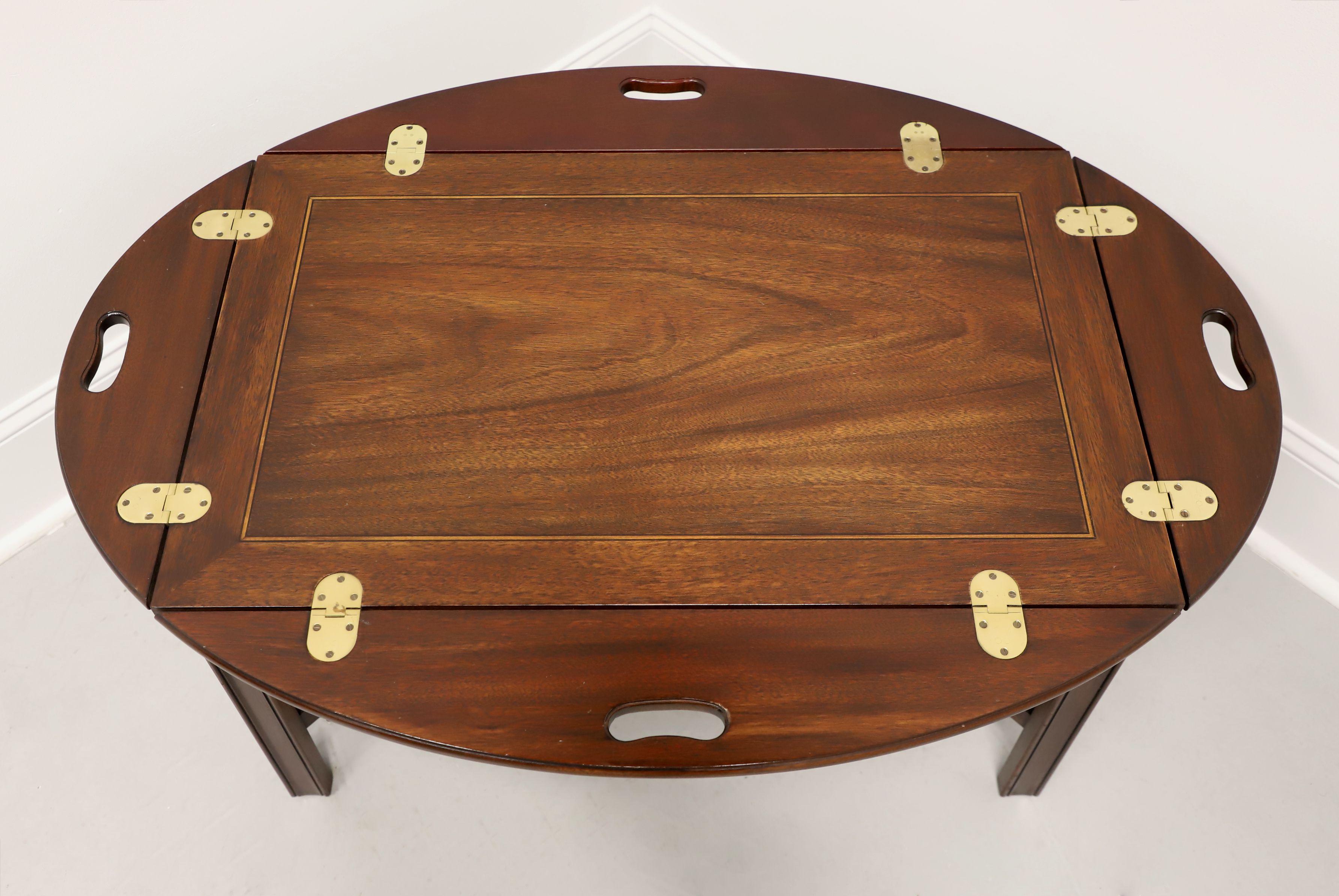HENKEL HARRIS 5212 29 Banded Mahogany Chippendale Butler's Tray Coffee Table For Sale 1