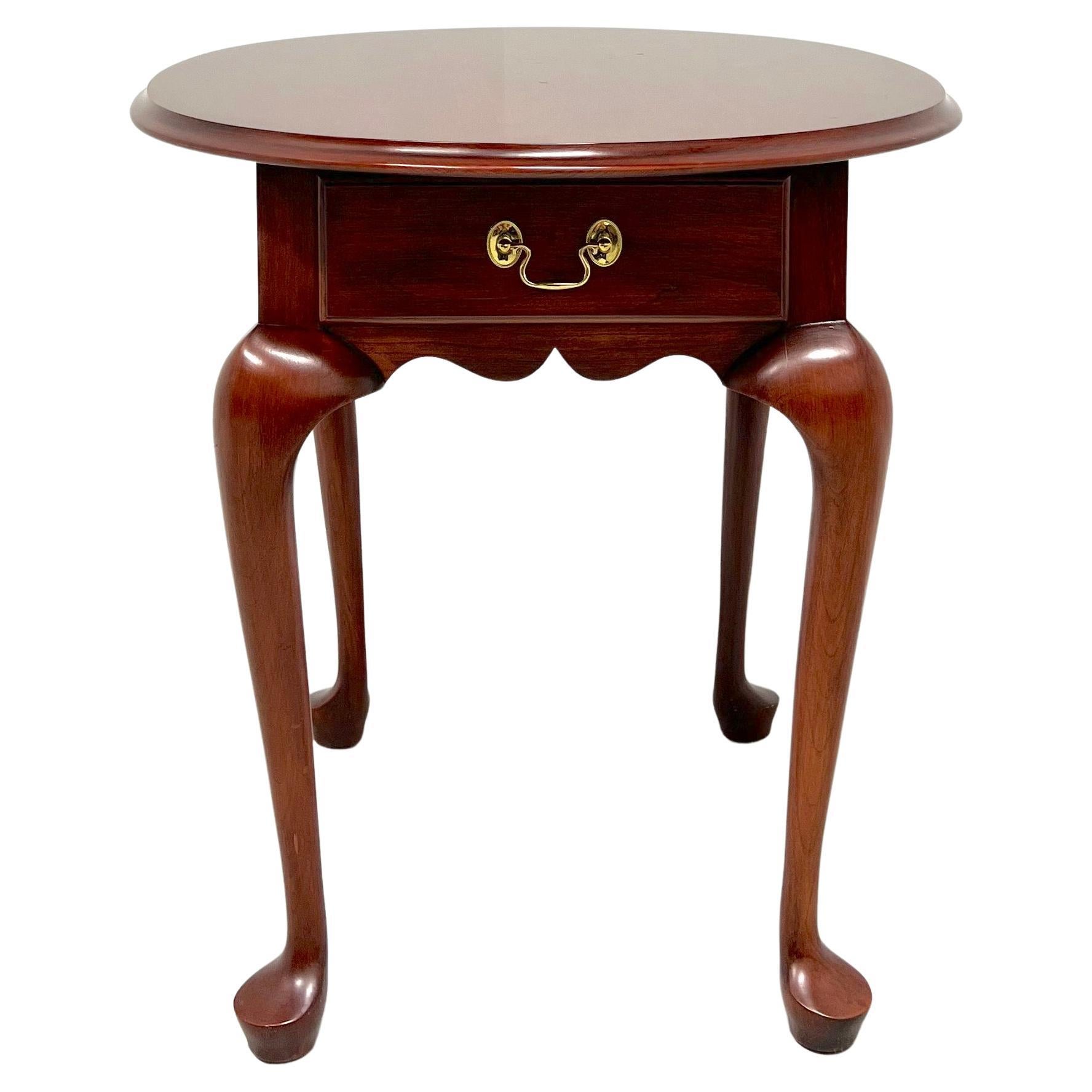 HENKEL HARRIS 5423 24 Solid Wild Black Cherry Queen Anne Oval End Side Table For Sale