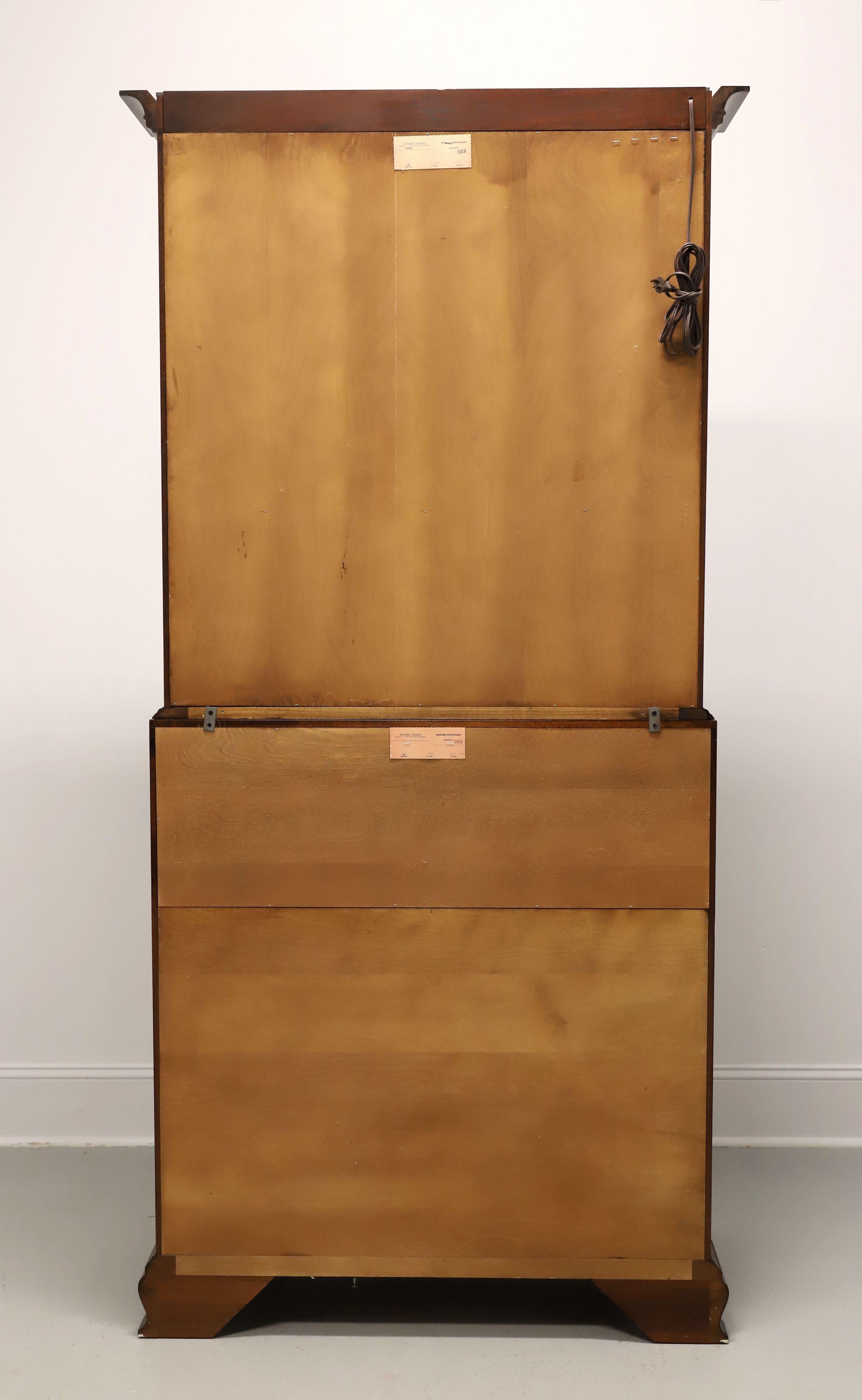 HENKEL HARRIS 6001/6003 Mahogany Chippendale Secretary Desk w/ Lighted Bookcase In Good Condition In Charlotte, NC