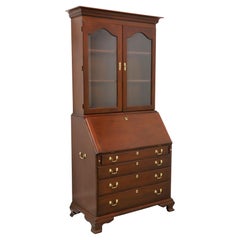 HENKEL HARRIS 6001/6003 Mahogany Chippendale Secretary Desk w/ Lighted Bookcase