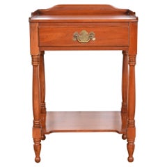 Henkel Harris American Colonial Cherry Wood Bedside Table, 1960s