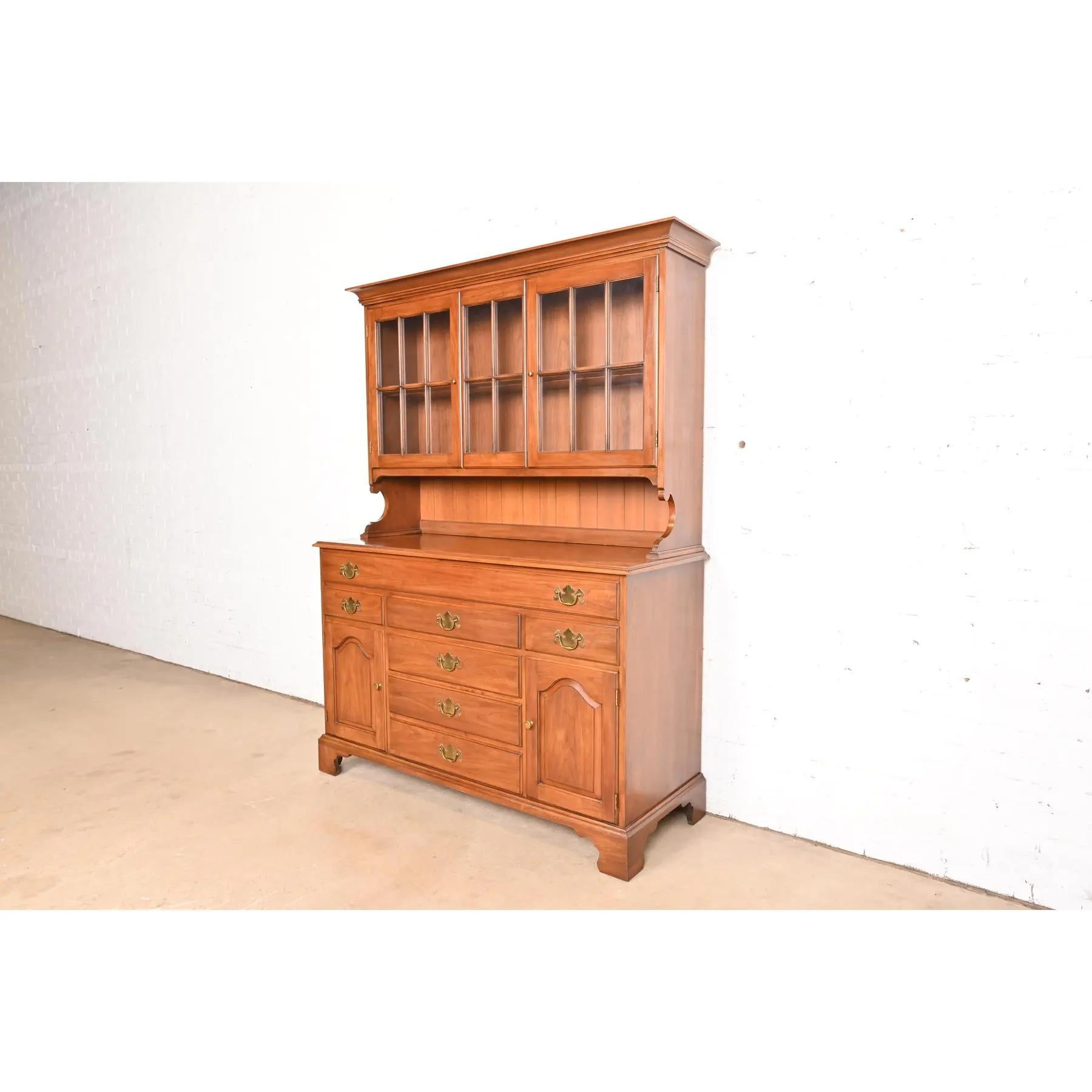 Mid-20th Century Henkel Harris American Colonial Cherry Wood Breakfront Sideboard Buffet For Sale