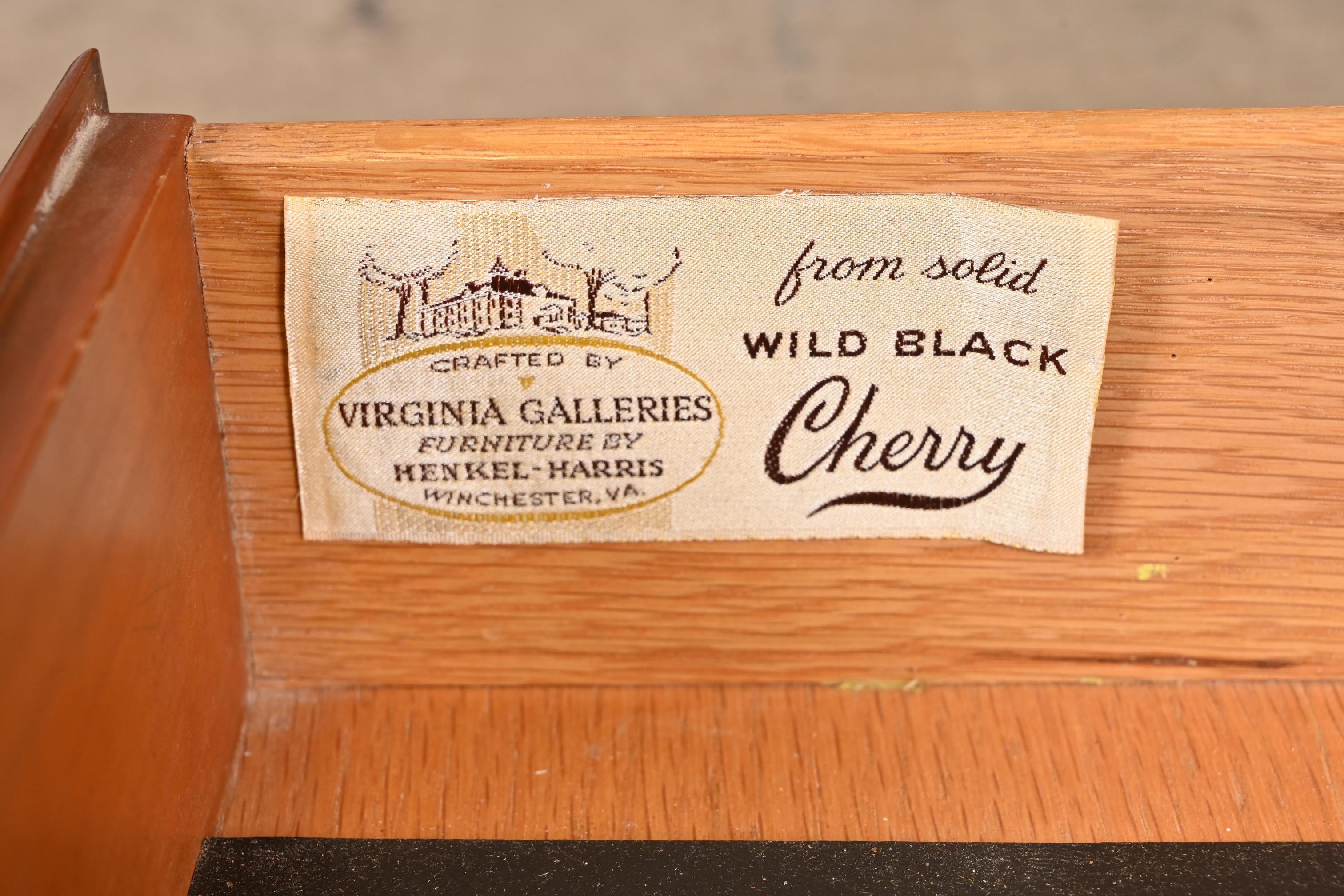 Henkel Harris American Colonial Cherry Wood Flip Top Rolling Bar Cabinet For Sale 6