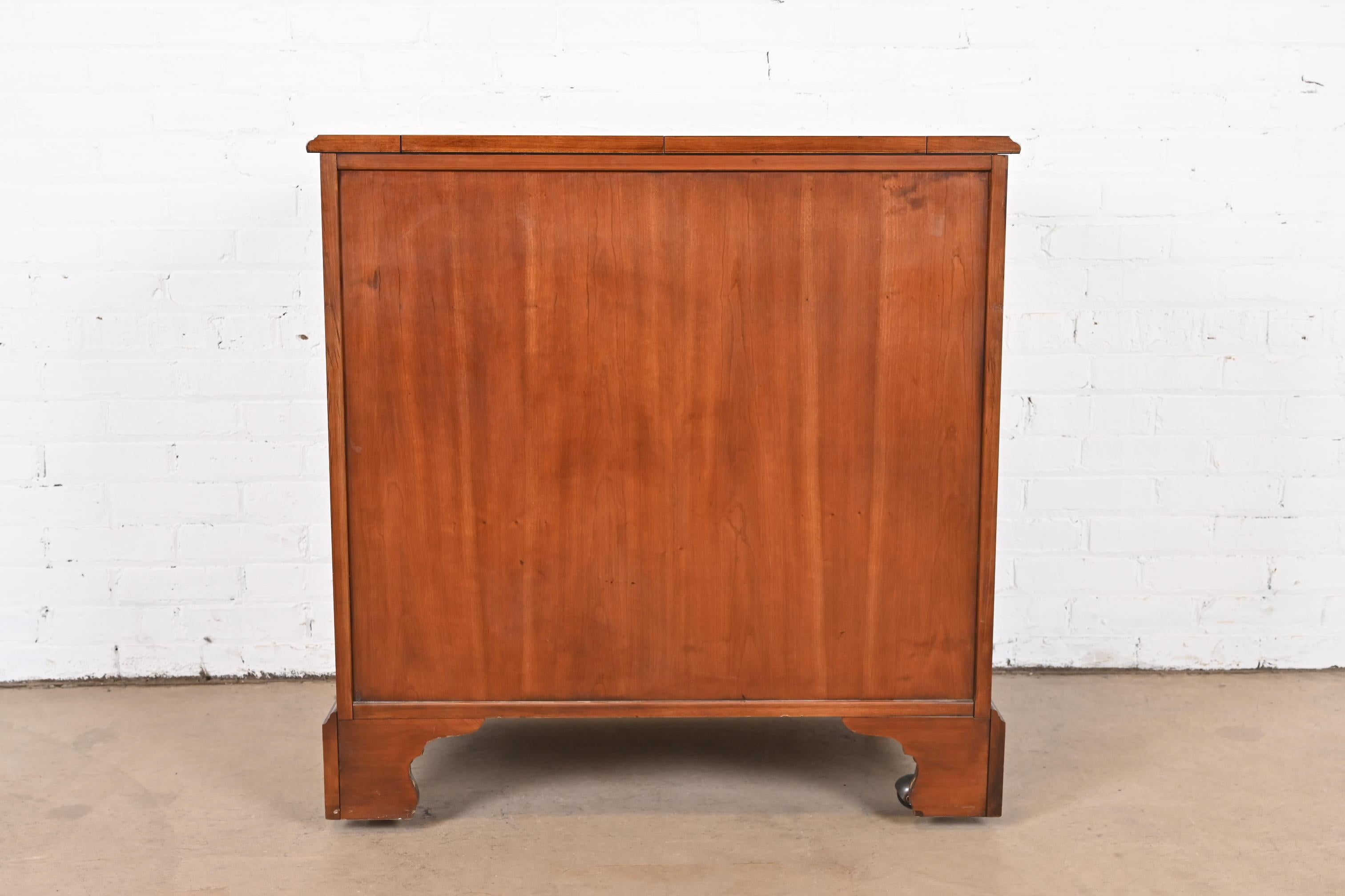 Henkel Harris American Colonial Cherry Wood Flip Top Rolling Bar Cabinet For Sale 10