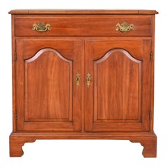 Henkel Harris American Colonial Cherry Wood Flip Top Rolling Bar Cabinet