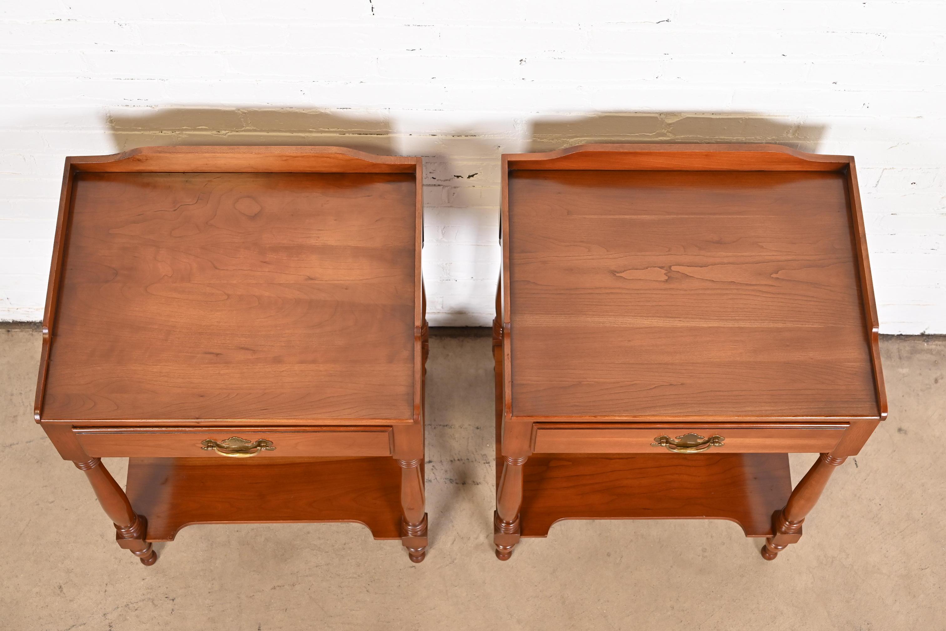 Henkel Harris American Colonial Cherry Wood Nightstands, Pair 8