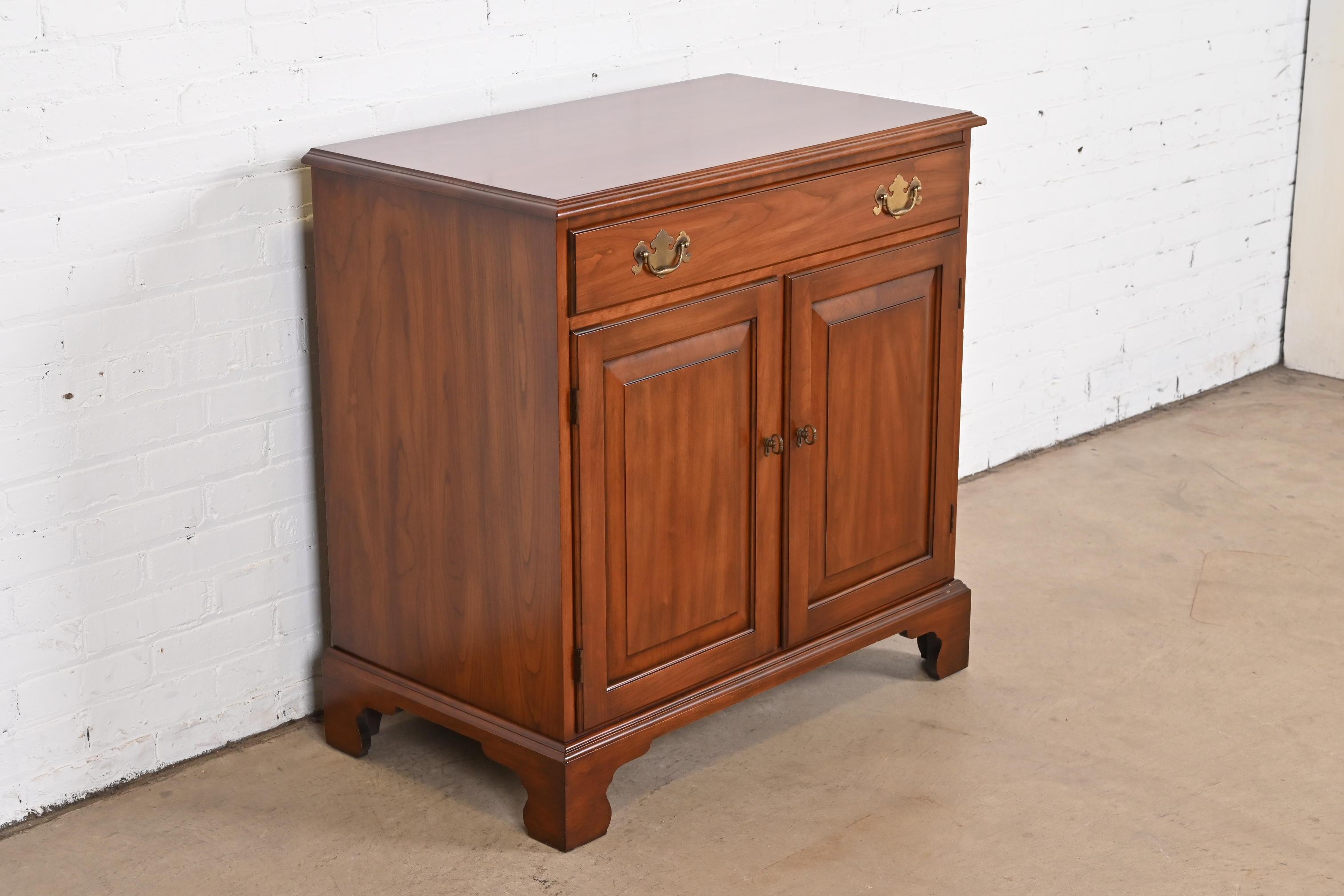 Mid-20th Century Henkel Harris American Colonial Cherry Wood Server or Bar Cabinet, Restored For Sale