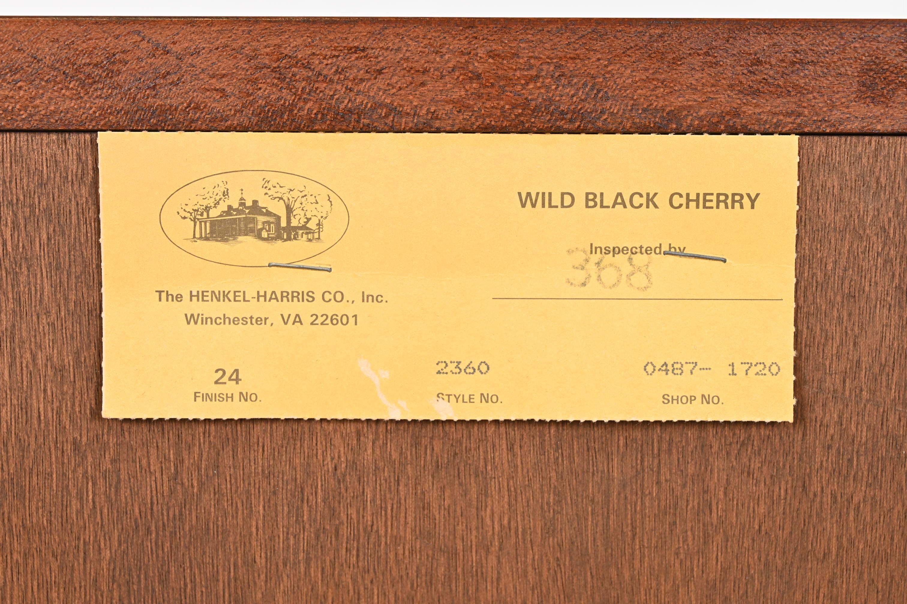 Henkel Harris American Colonial Cherry Wood Sideboard Buffet or Bar Cabinet For Sale 13