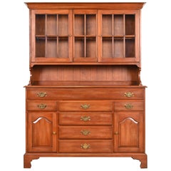 Henkel Harris American Colonial Cherry Wood Sideboard Buffet With Hutch Top