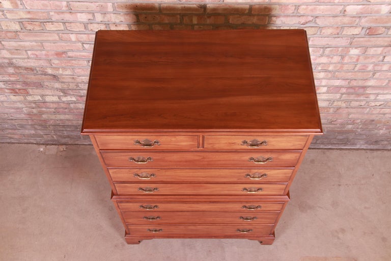 Henkel Harris American Colonial Solid Cherry Highboy Dresser For Sale