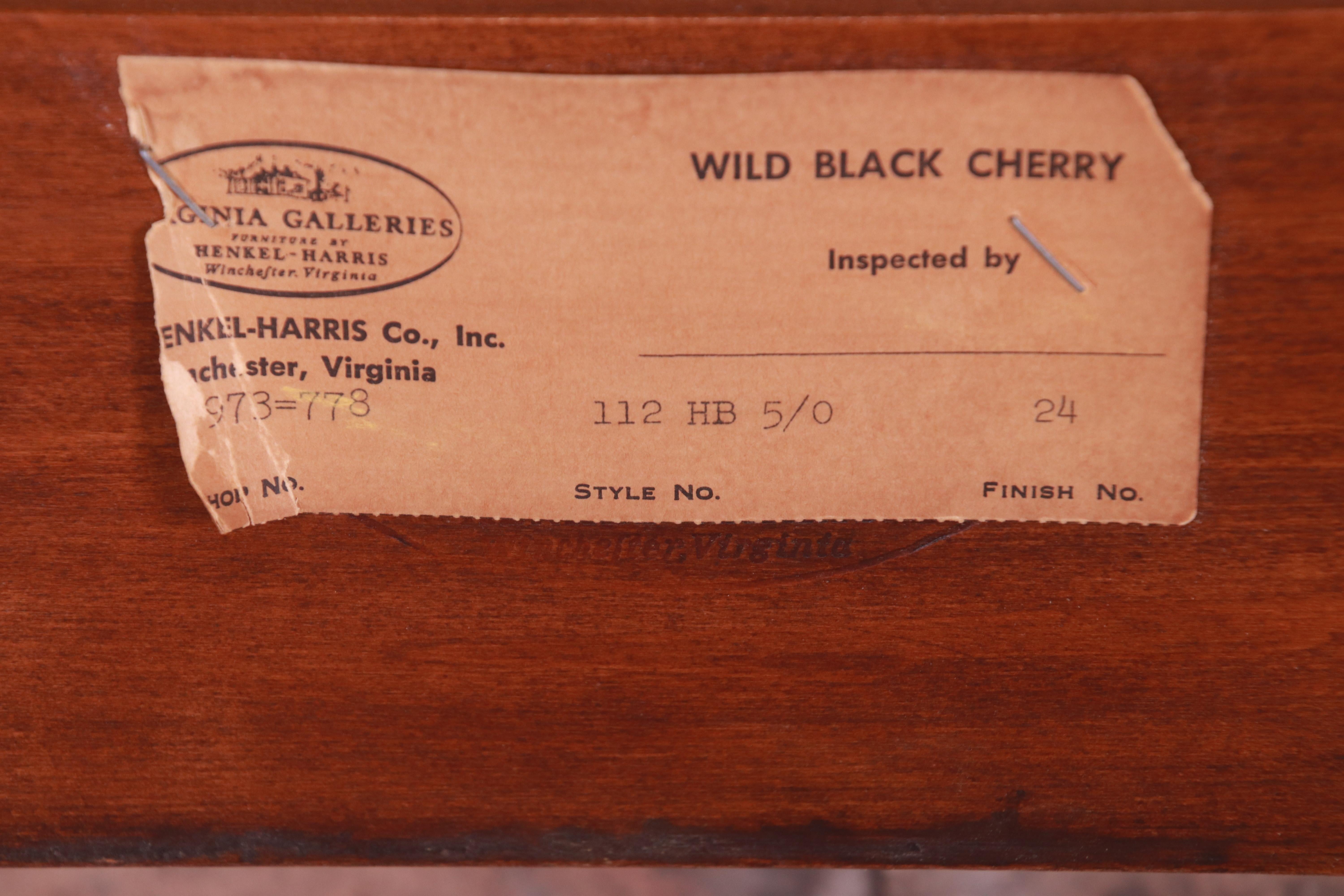 Henkel Harris American Colonial Solid Cherry Queen Size Headboard For Sale 2