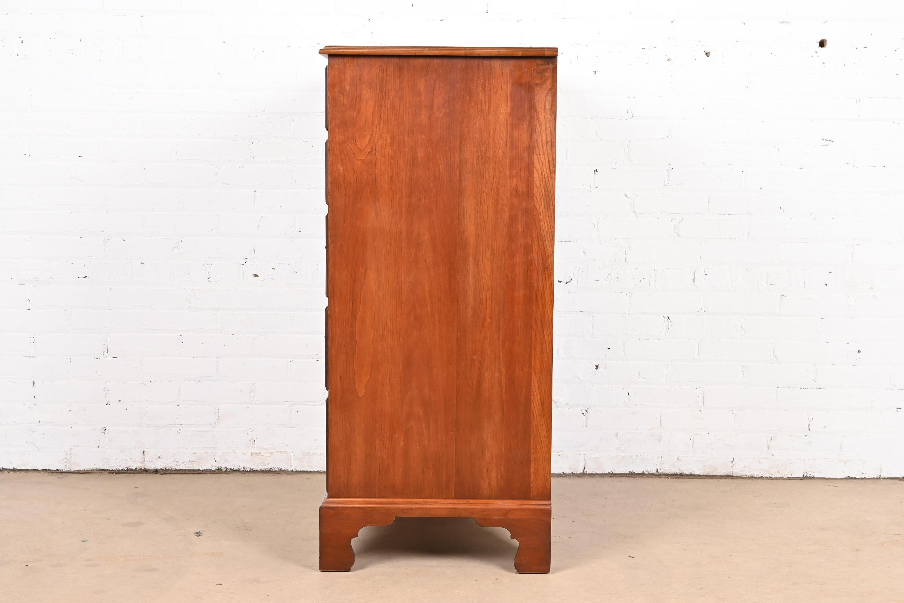 Henkel Harris American Colonial Solid Cherry Wood Highboy Dresser For Sale 5