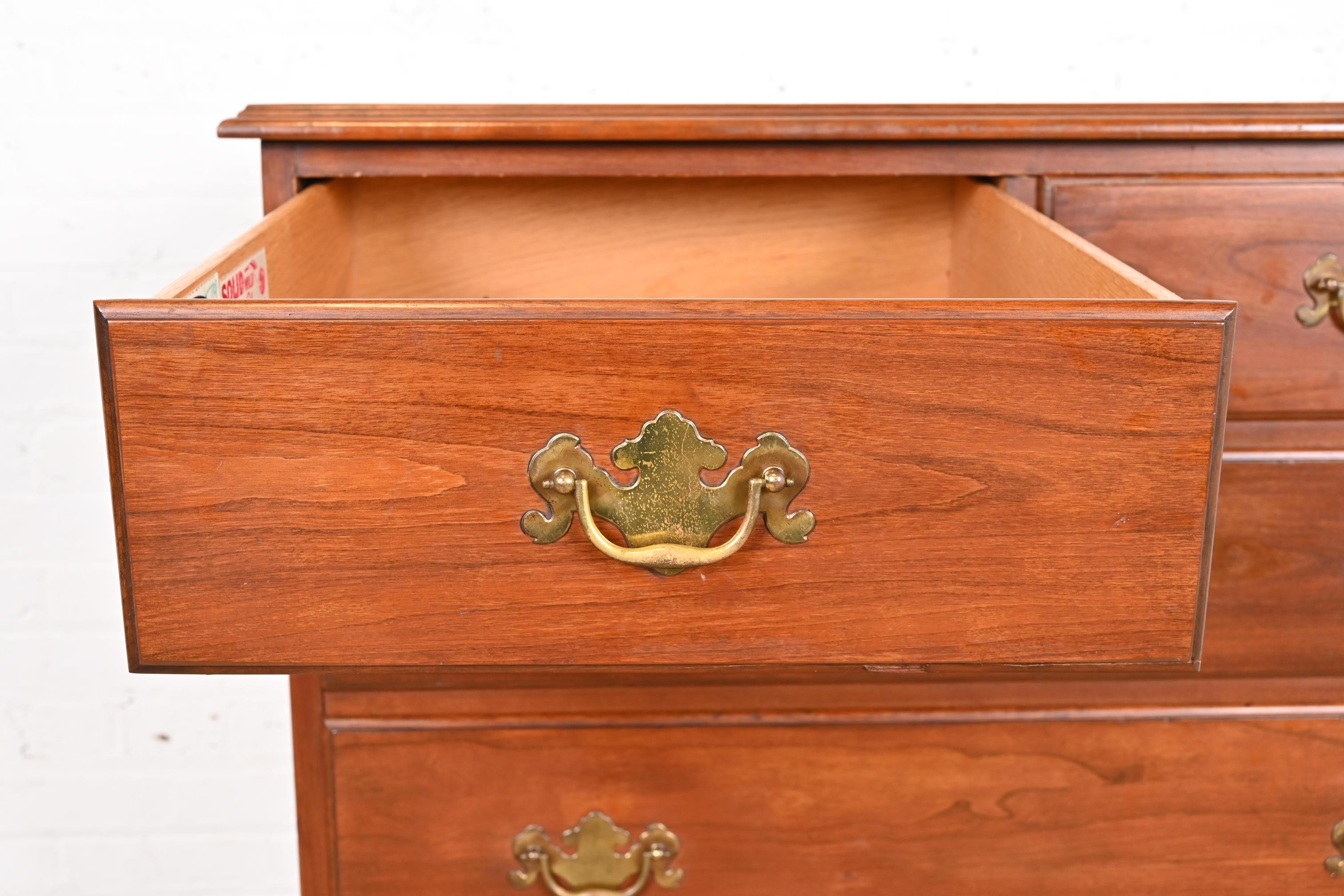 Henkel Harris American Colonial Solid Cherry Wood Highboy Dresser For Sale 2
