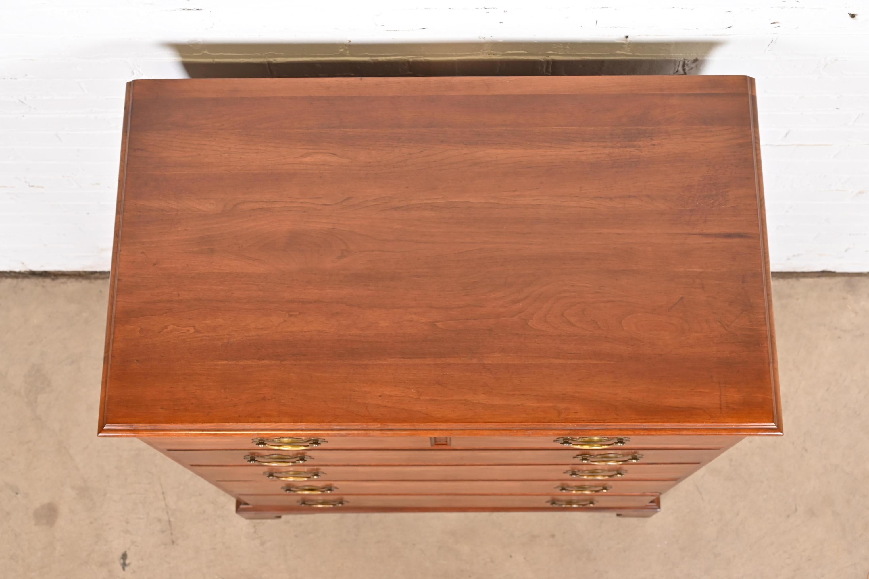 Henkel Harris American Colonial Solid Cherry Wood Highboy Dresser For Sale 4