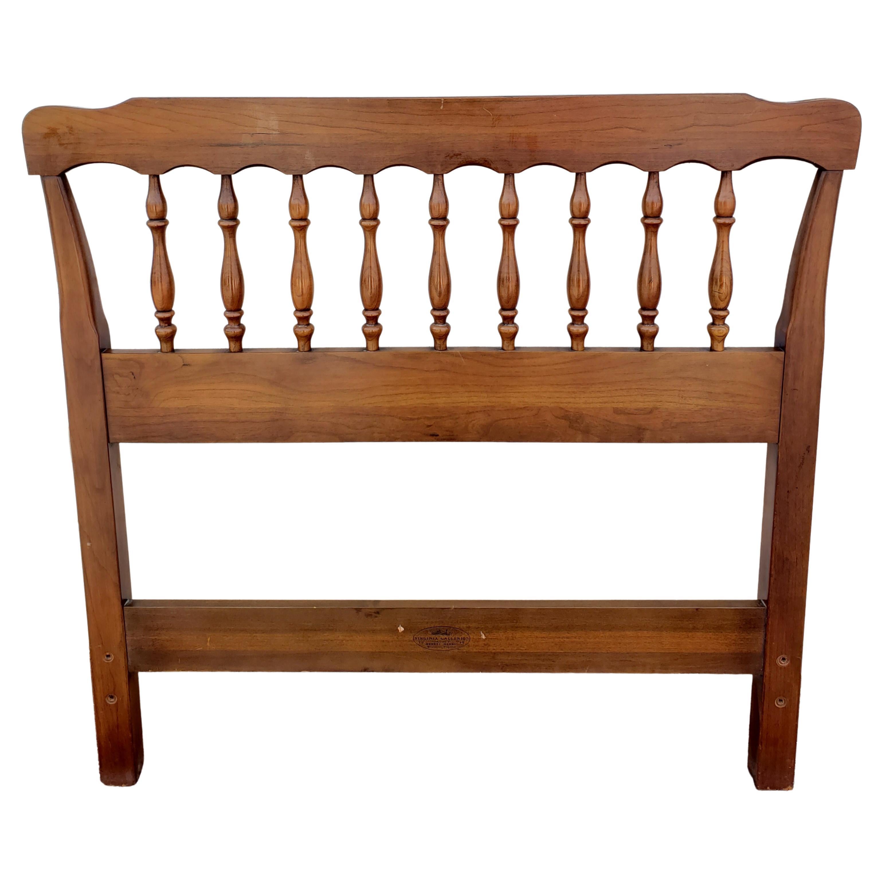 Beautiful pair of Henkel Harris Black Cherry Spindle Twin Headboards. Very good vintage condition. Rare to come by item. 
Measures 40.25