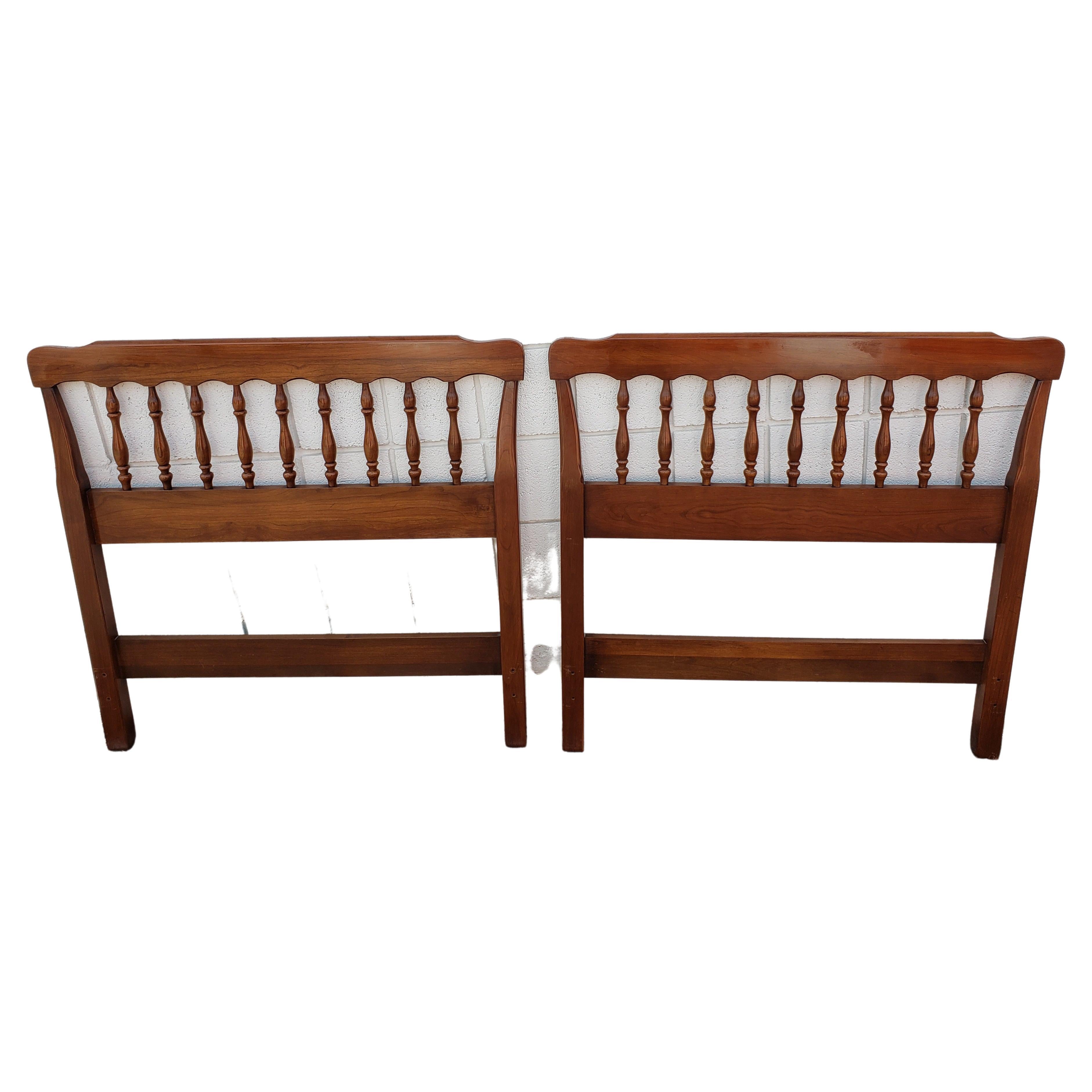 American Classical Henkel Harris Black Cherry Spindle Twin Headboards, A Pair