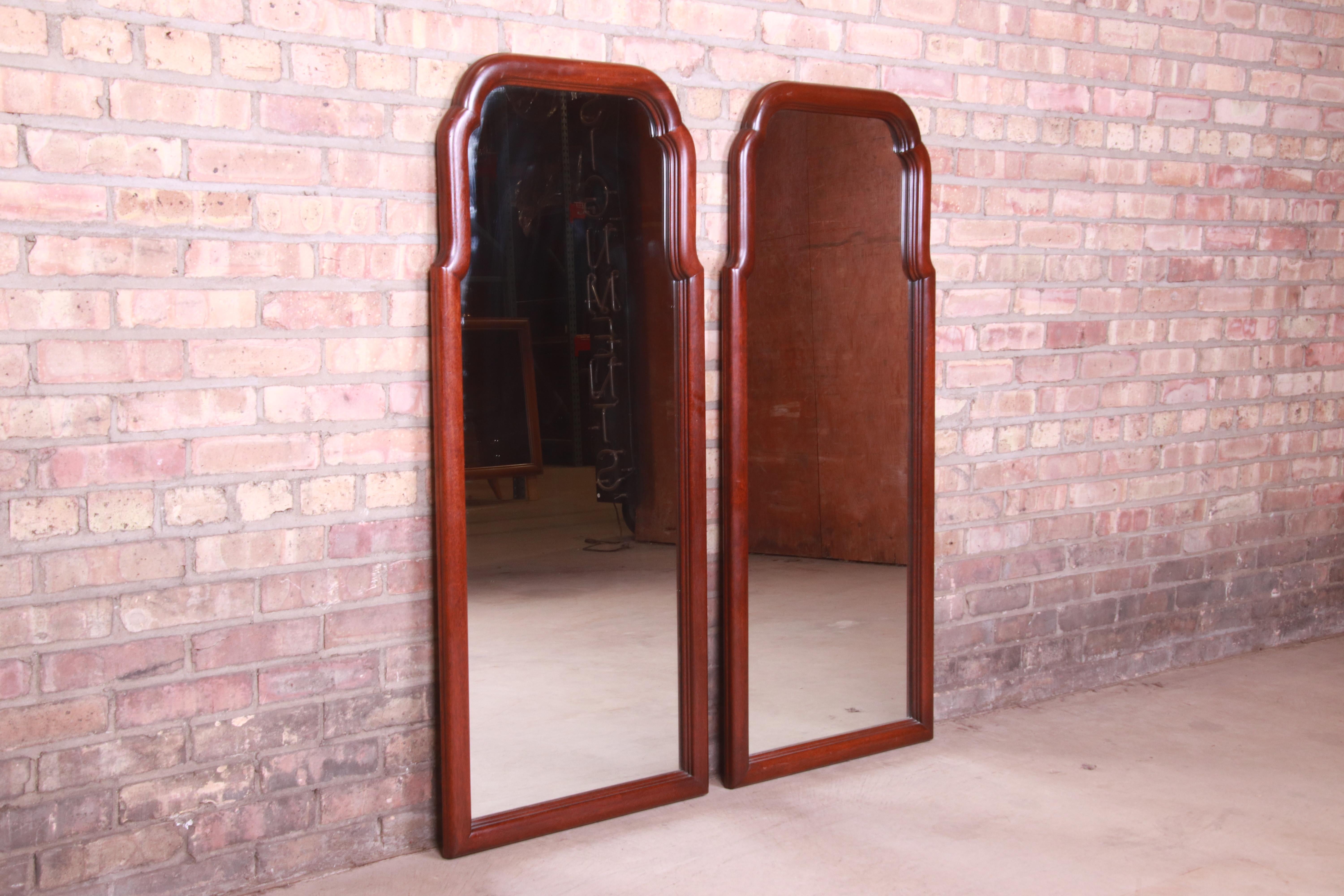 American Henkel Harris Carved Mahogany Framed Wall Mirrors, Pair