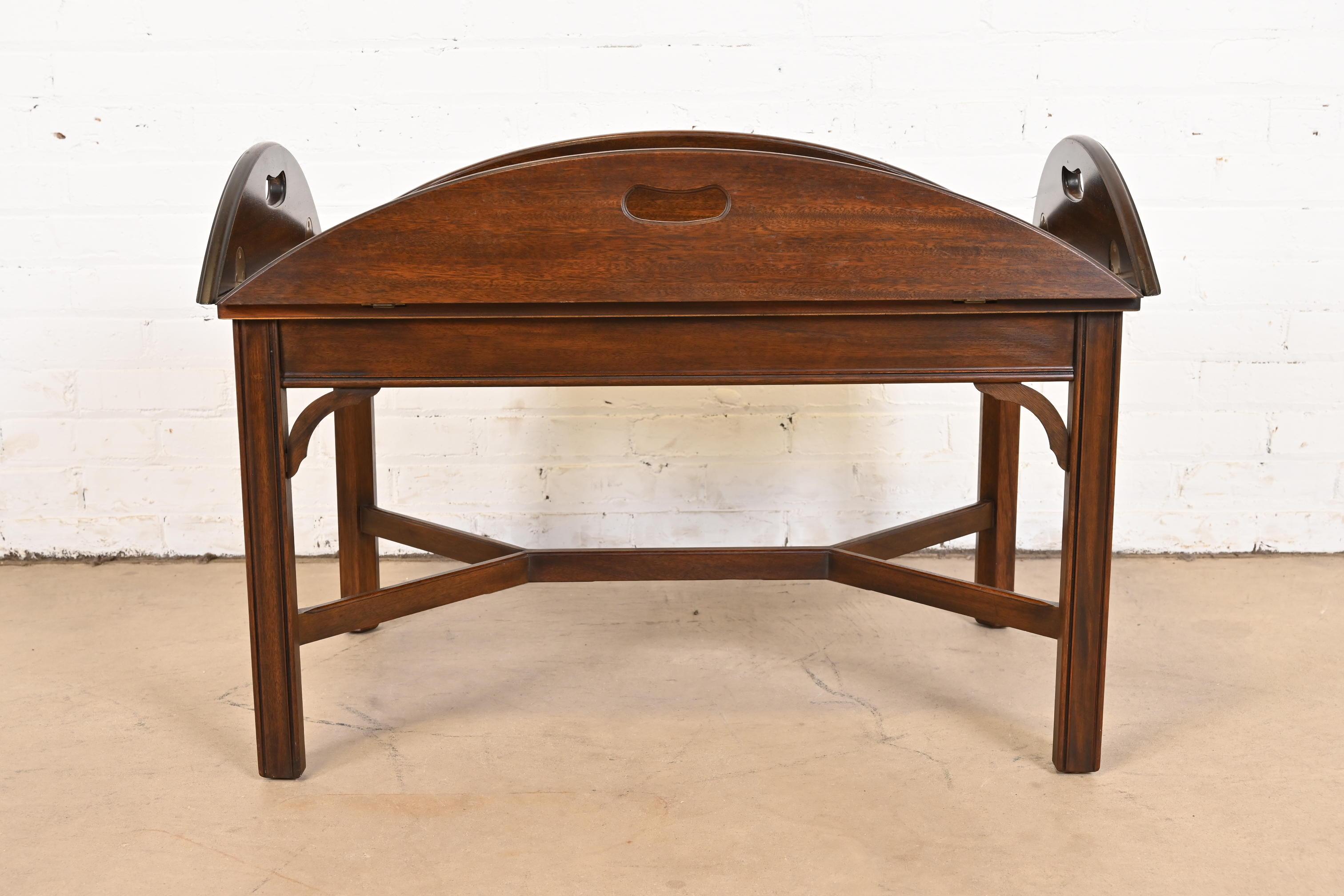 Henkel Harris Chippendale Carved Mahogany Butler's Coffee Table For Sale 1