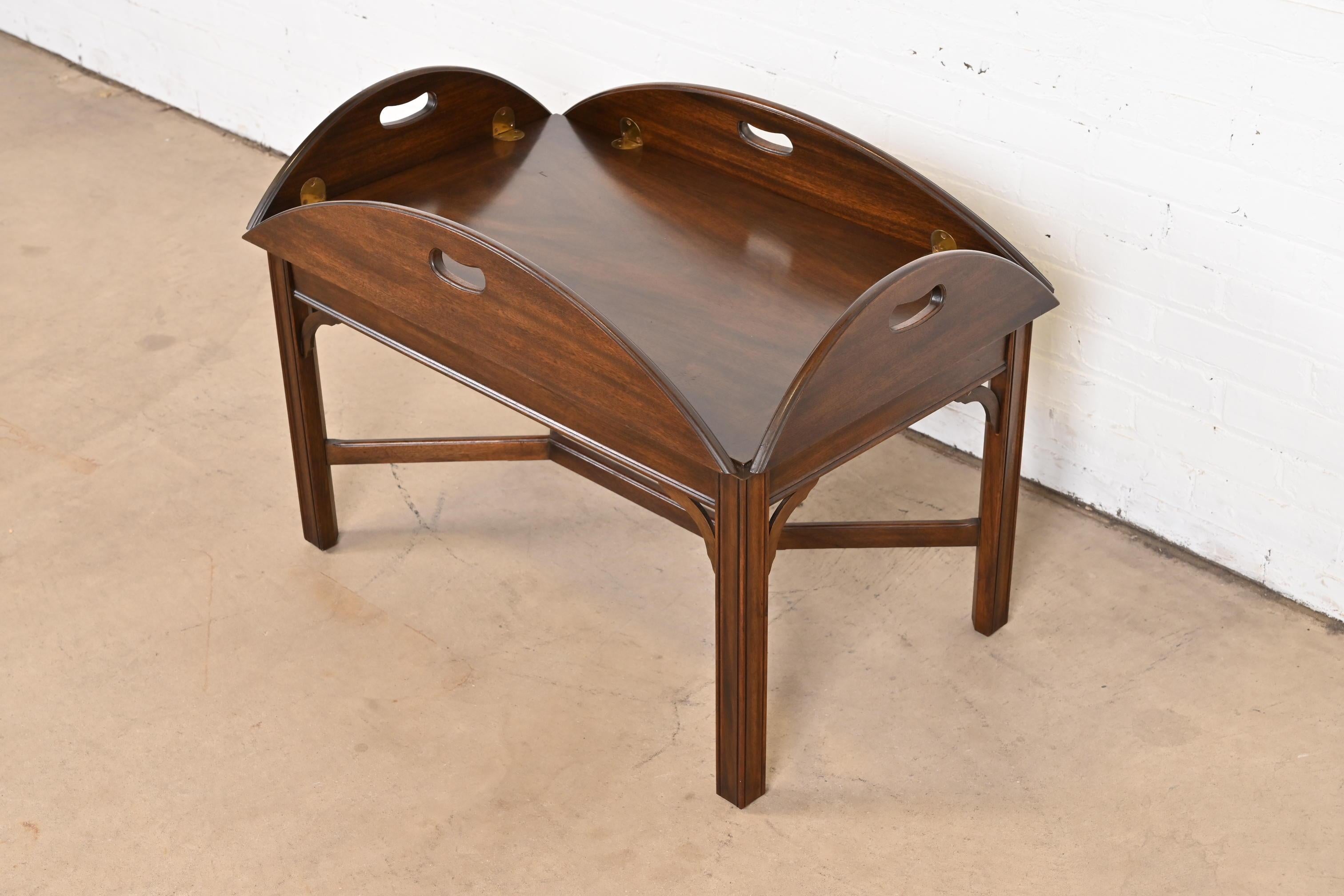 Henkel Harris Chippendale Carved Mahogany Butler's Coffee Table For Sale 2