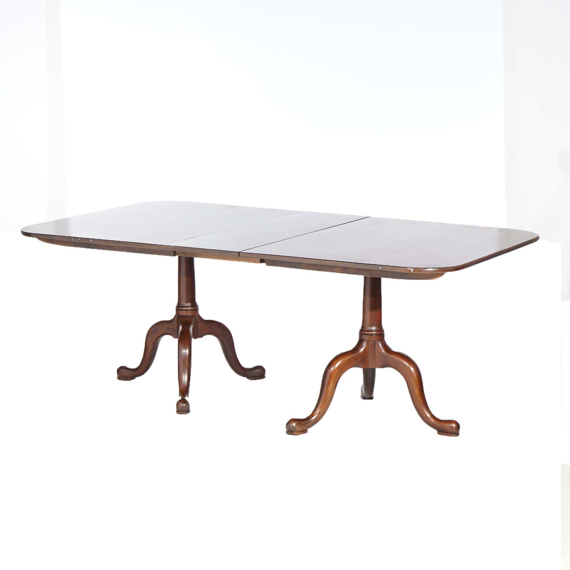 Henkel Harris Chippendale Double Pedestal Mahogany Extension Dining Table 20th C 1