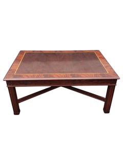 Henkel Harris Chippendale Mahogany and Tulipwood Inlay Coffee Table w/ Fretwork