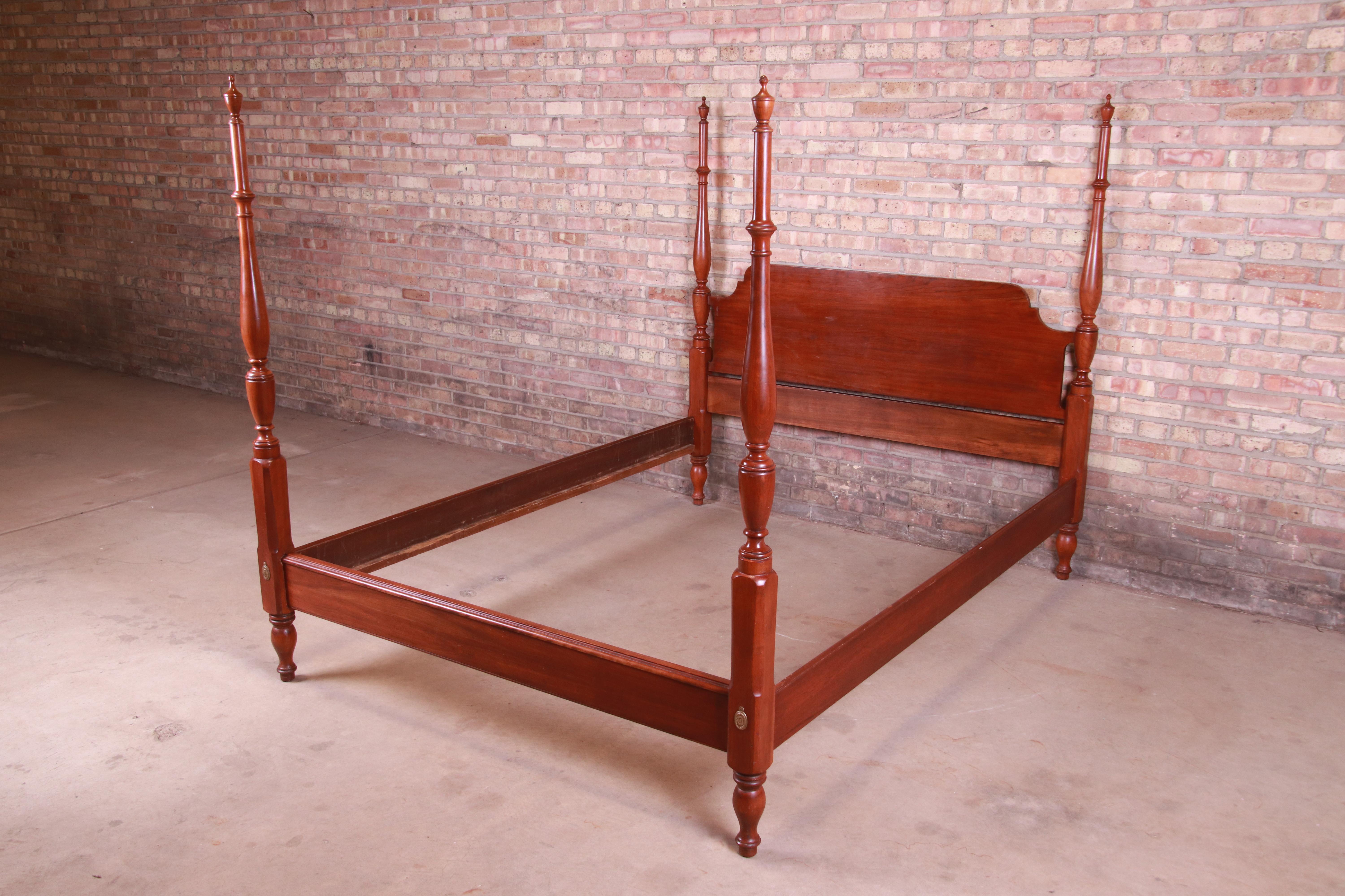 American Henkel Harris Chippendale Solid Cherrywood Four-Poster Queen Size Bed