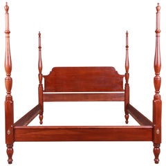 Used Henkel Harris Chippendale Solid Cherrywood Four-Poster Queen Size Bed