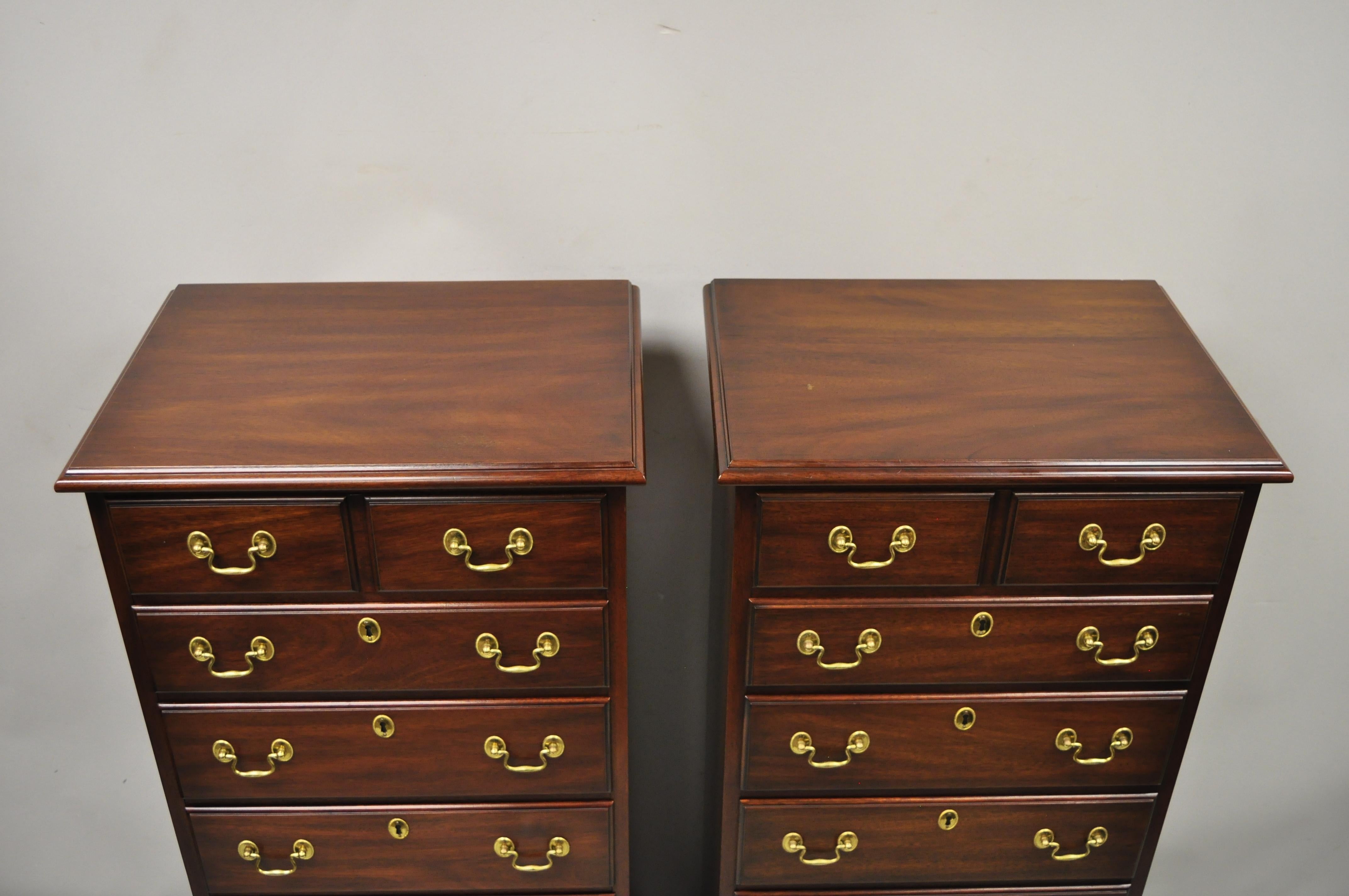 Henkel Harris Chippendale Solid Mahogany 7 Drawer Lingerie Tall Chest - a Pair 1