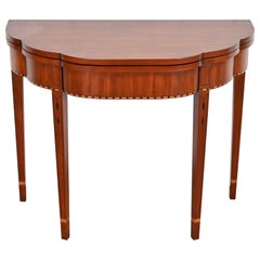 Henkel Harris Federal Inlaid Cherry Wood Flip Top Console Game Table