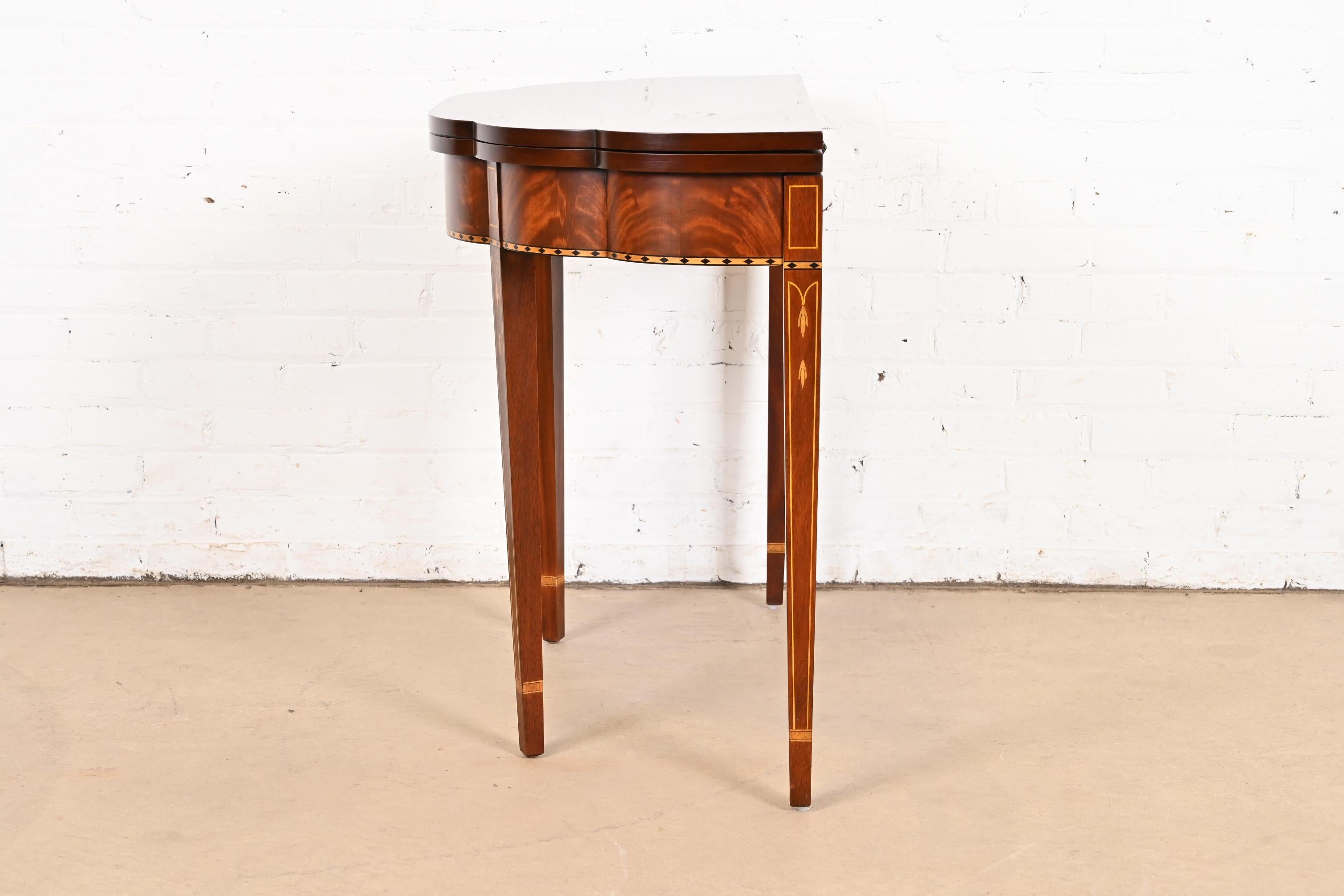 Henkel Harris Federal Inlaid Mahogany Flip Top Console Game Table 1