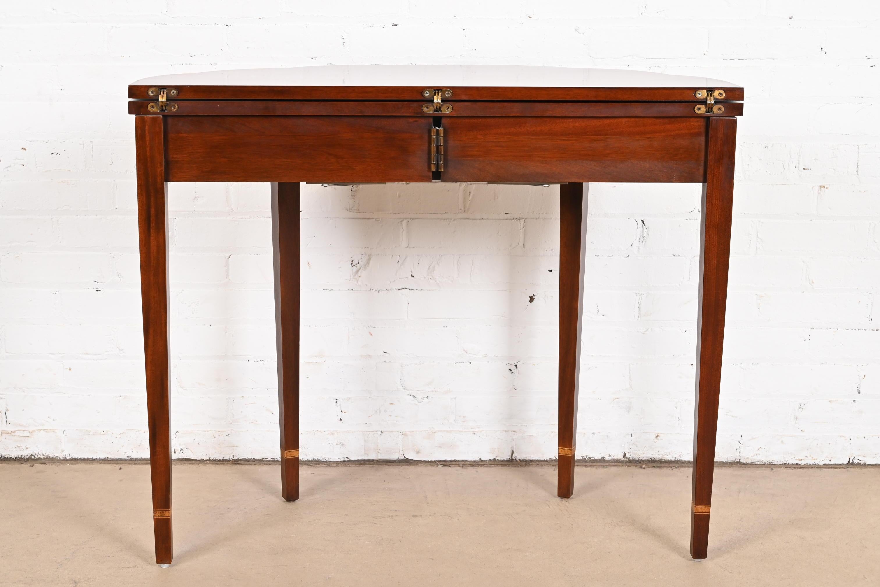Henkel Harris Federal Inlaid Mahogany Flip Top Console Game Table 2