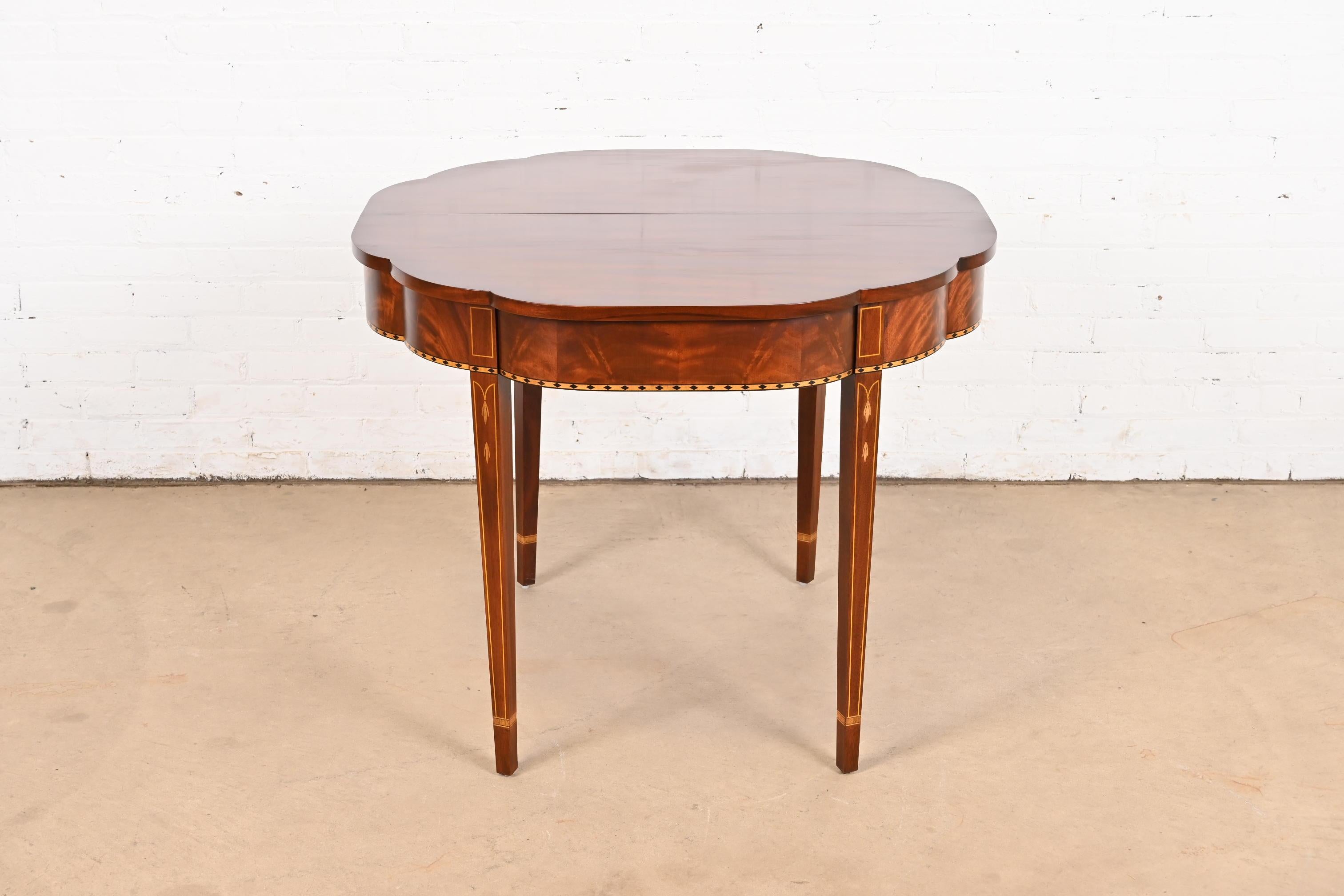 Henkel Harris Federal Inlaid Mahogany Flip Top Console Game Table 3