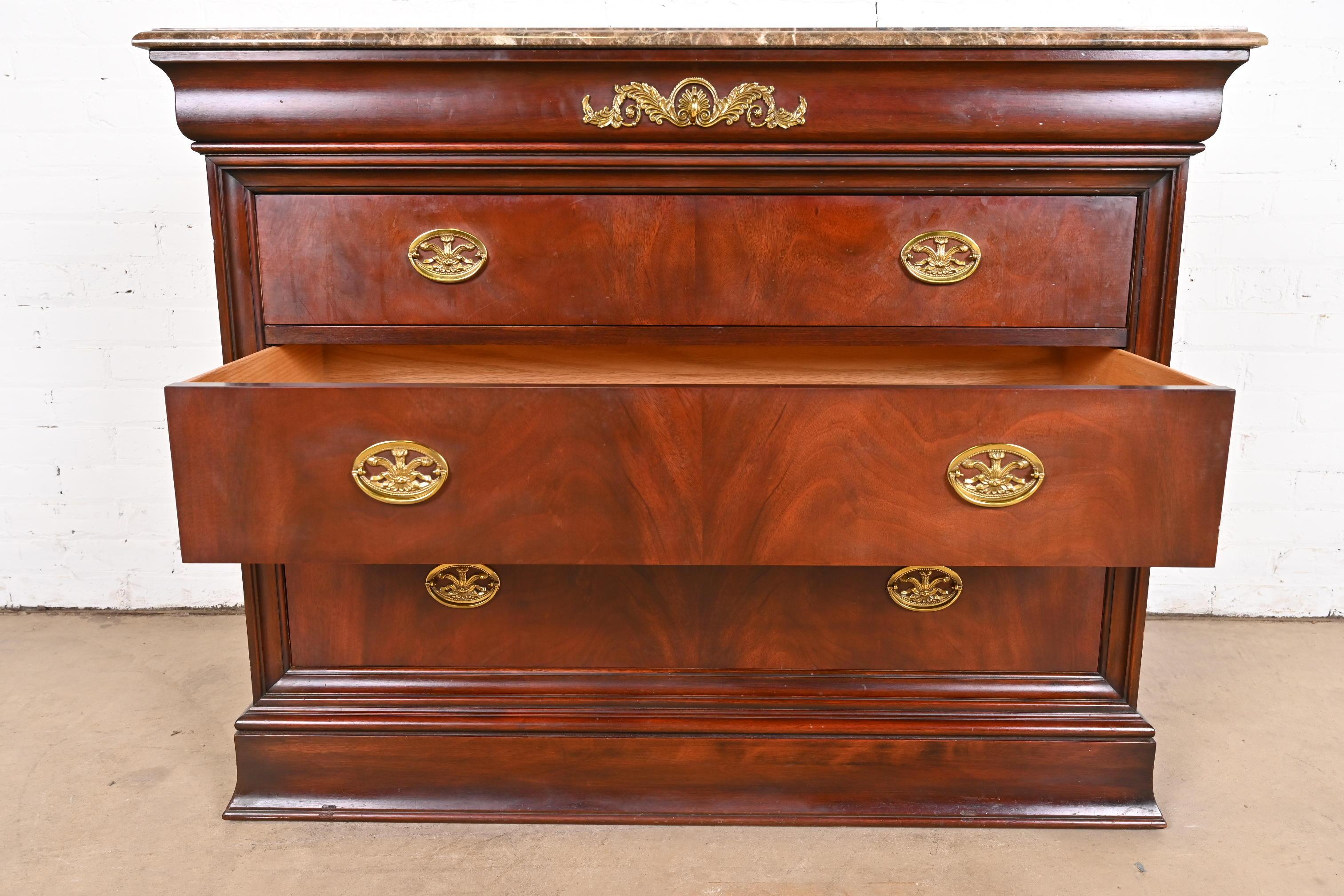 Henkel Harris French Empire Louis Philippe Flame Mahogany Marble Top Dresser For Sale 4