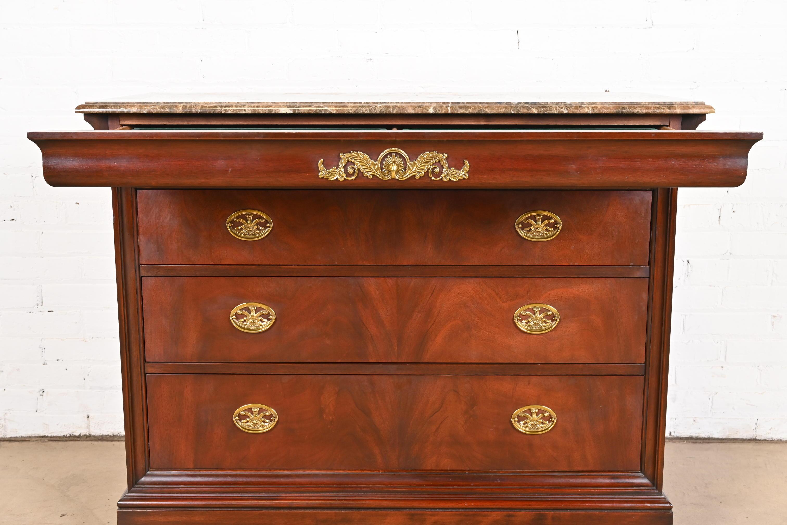 Henkel Harris French Empire Louis Philippe Flame Mahogany Marble Top Dresser For Sale 3