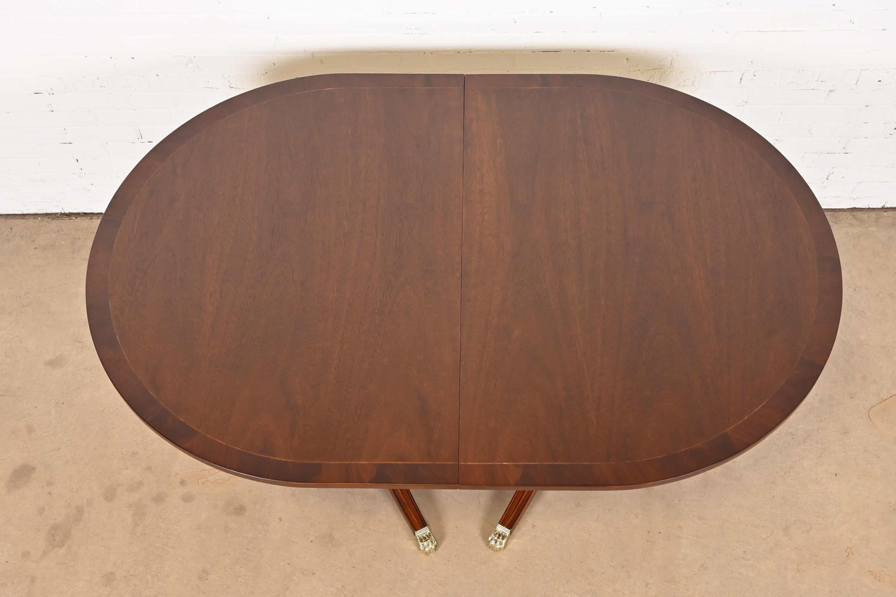 Henkel Harris Georgian Banded Mahogany Double Pedestal Dining Table, Refinished 11
