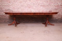 Henkel Harris Georgian Banded Mahogany Double Pedestal Dining Table, Refinished