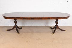 Henkel Harris Georgian Banded Mahogany Double Pedestal Dining Table, Refinished