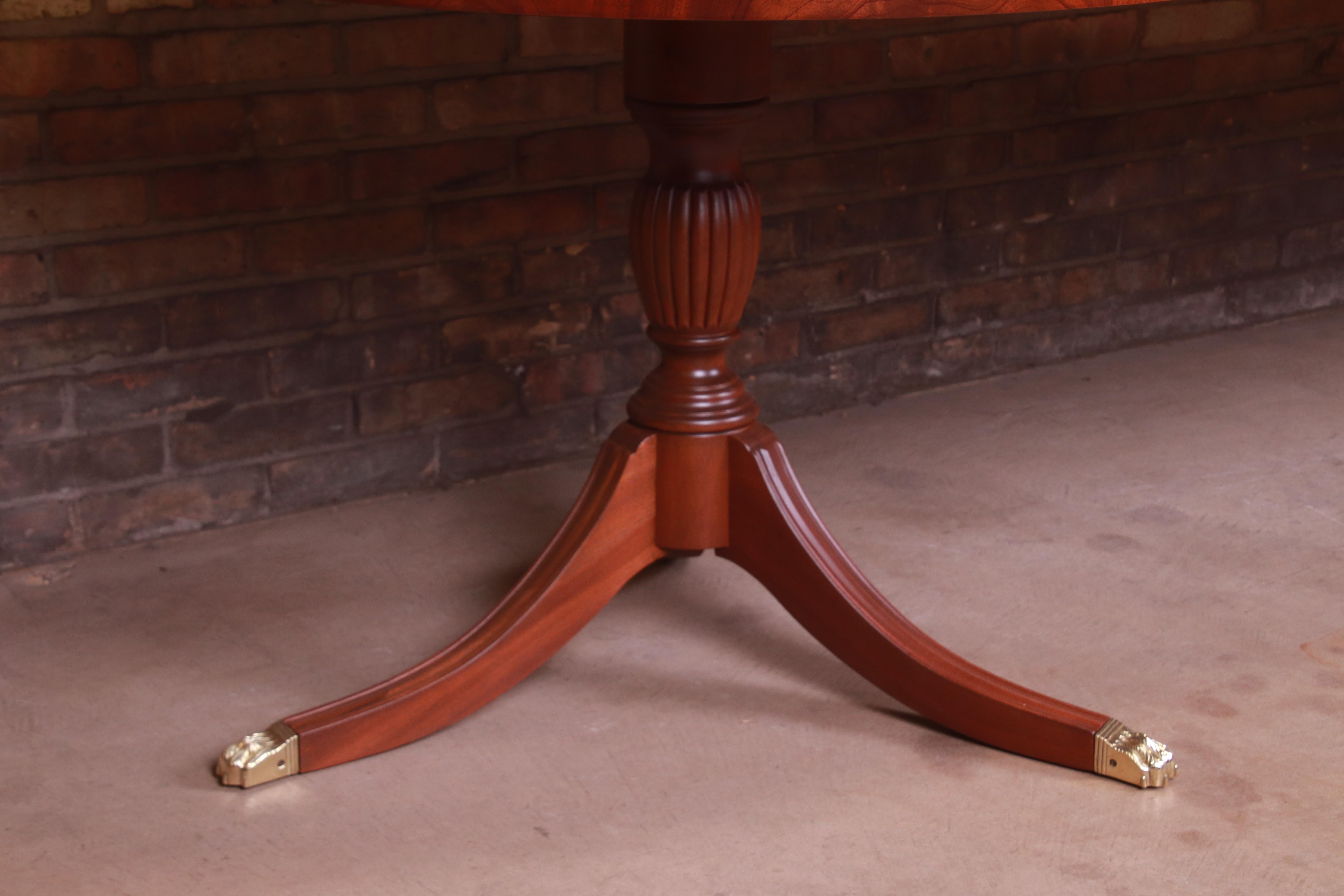 Henkel Harris Georgian Banded Mahogany Double Pedestal Dining Table, Refinished 1